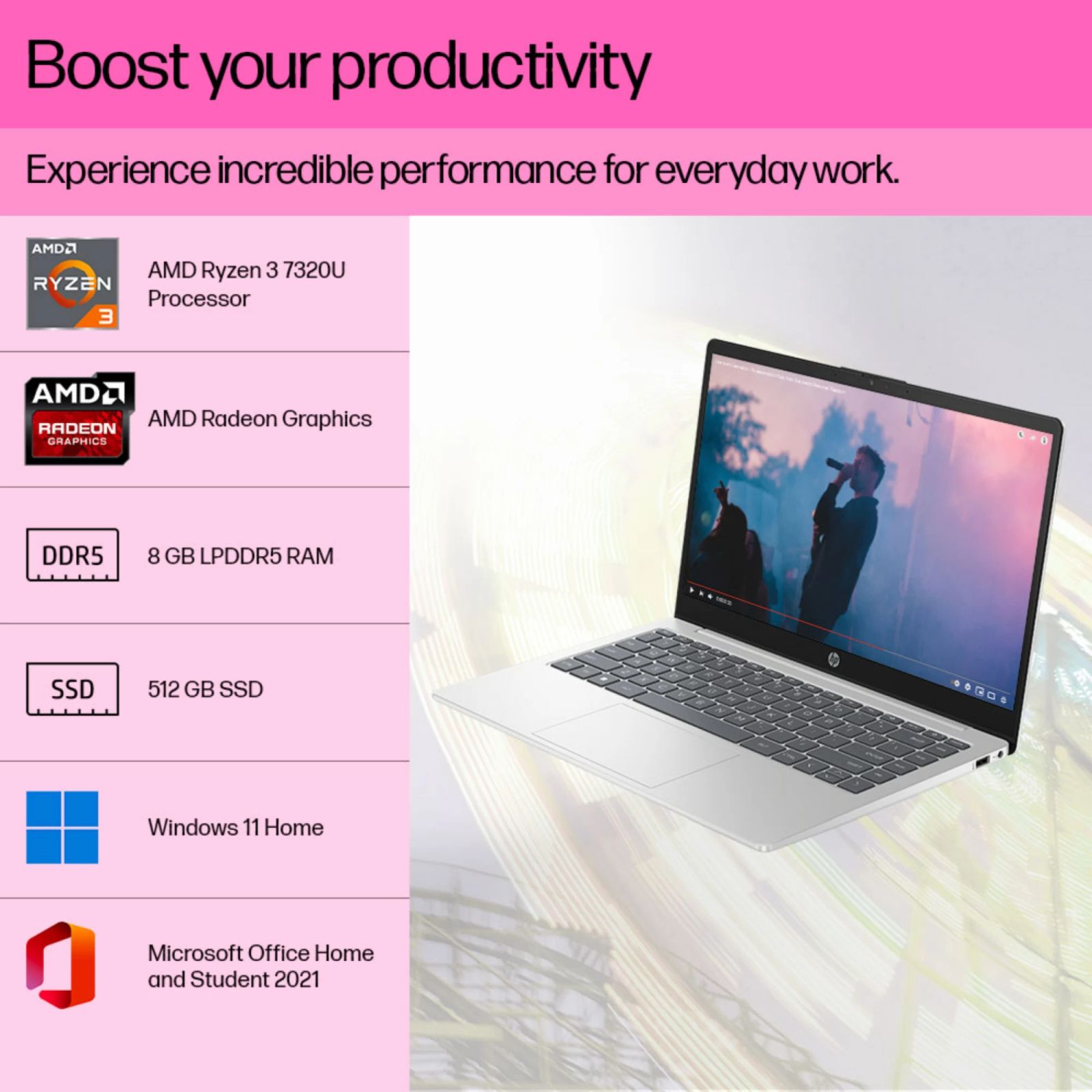 HP 14 EM0025AU AMD Ryen 3 Thin and Light Laptop (8GB, 512GB SSD, Windows 11 Home, 14 inch Full HD Display, MS Office 2021, Natural Silver, 1.4 KG)_13