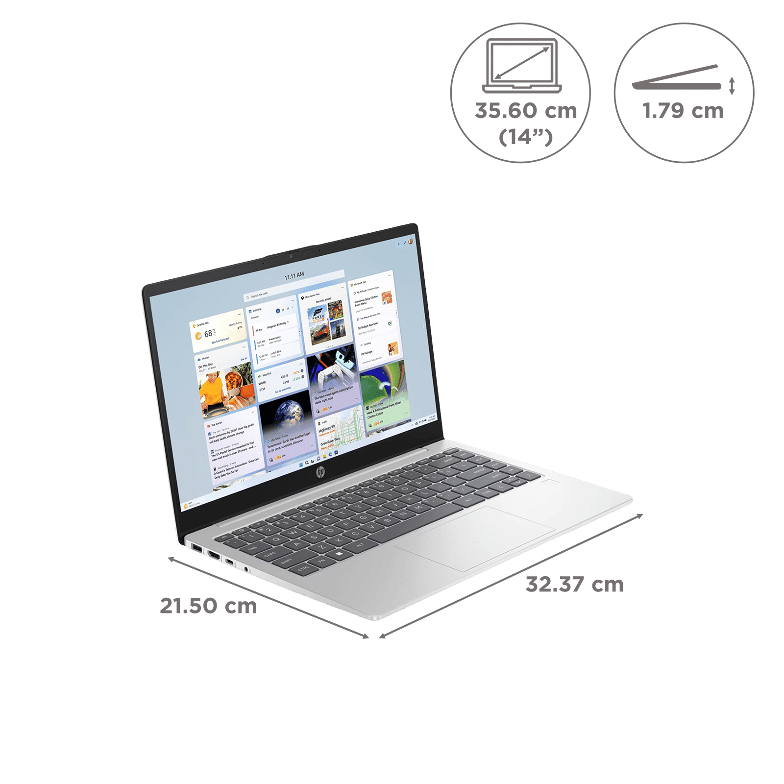 HP 14 EM0025AU AMD Ryen 3 Thin and Light Laptop (8GB, 512GB SSD, Windows 11 Home, 14 inch Full HD Display, MS Office 2021, Natural Silver, 1.4 KG)_2