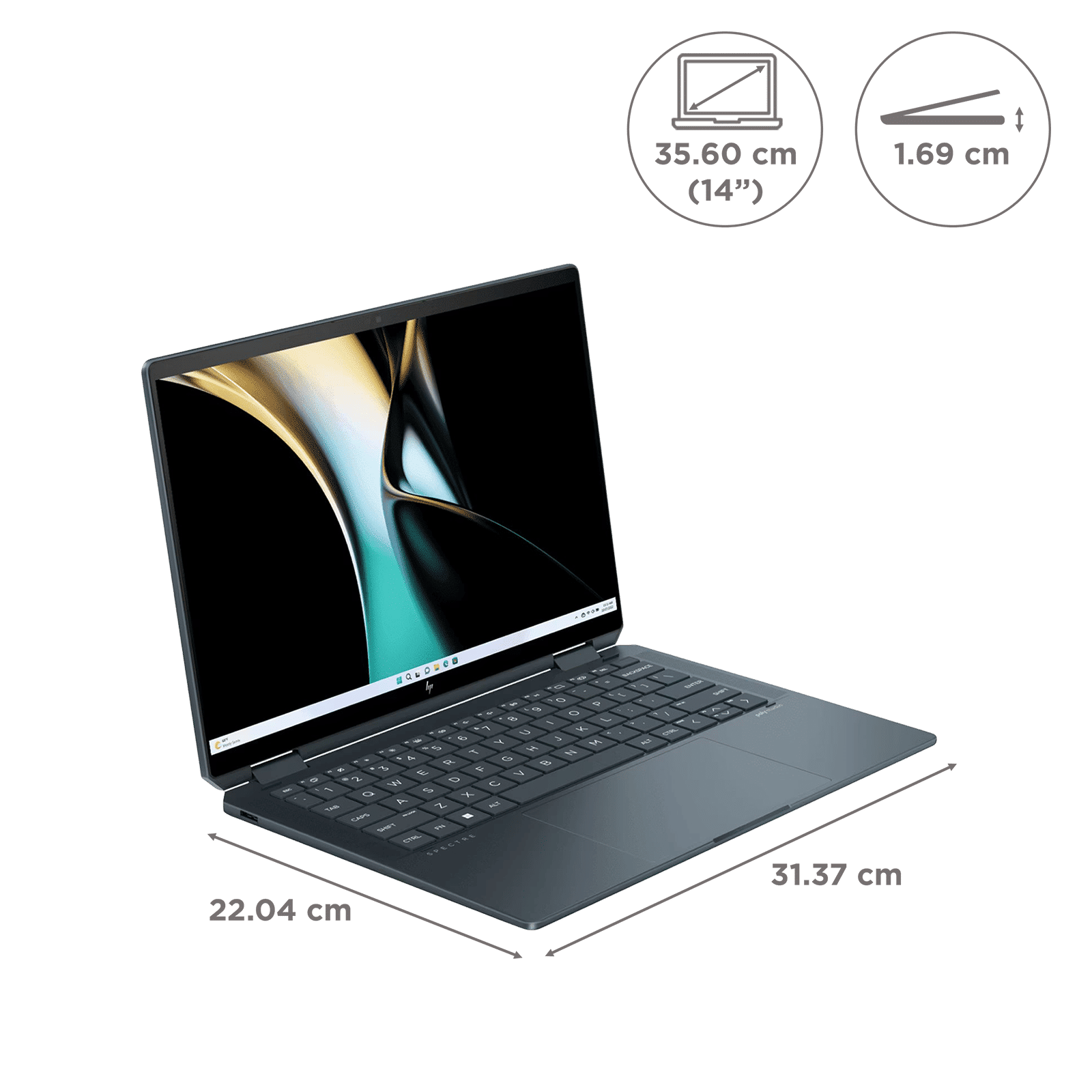 HP Spectre 14 x360 14 eu0556TU Intel Core Ultra 7 Touchscreen 2-in-1 Laptop (32GB, 1TB SSD, Windows 11 Home, 14 inch OLED Display, Slate Blue Aluminum, 1.44 KG)_2