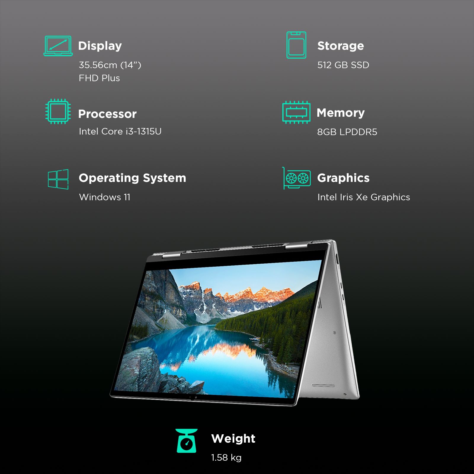 DELL Inspiron 7430 Intel Core i3 13th Gen Touchscreen Thin and Light Laptop (8GB, 512GB SSD, Windows 11 Home, 14 inch Full HD Plus Display, MS Office 2021, Platinum Silver, 1.58 KG) DELL Inspiron 7430 Intel Core i3 13th Gen Touchscreen Thin and Light Laptop (8GB, 512GB SSD, Windows 11 Home, 14 inch Full HD Plus Display, MS Office 2021, Platinum Silver, 1.58 KG)_3