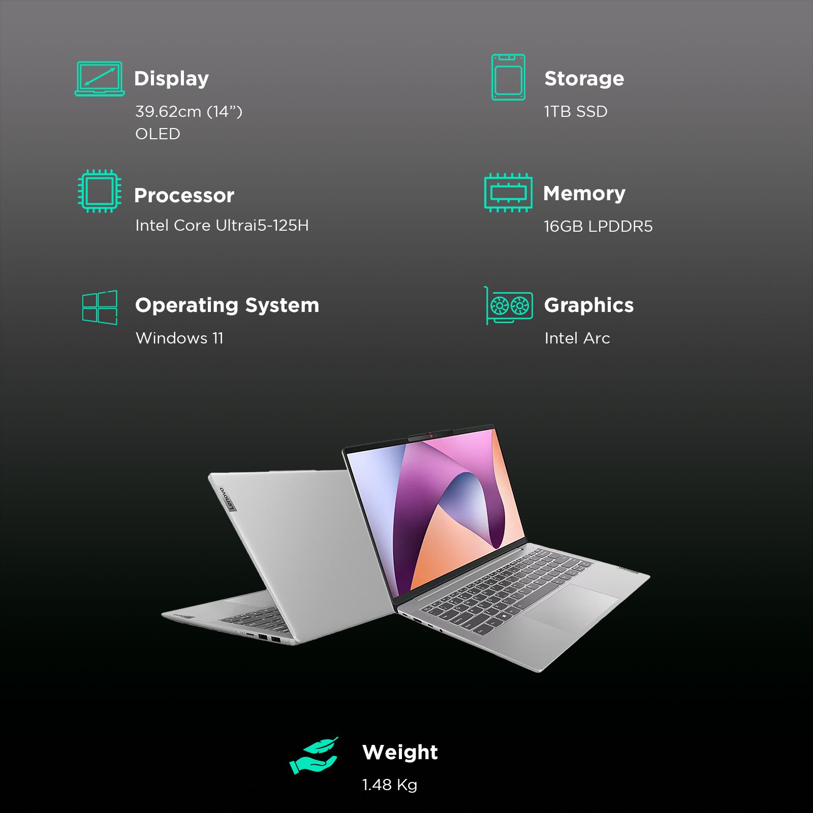 Lenovo IdeaPad Slim 5 14IMH9 Intel Core Ultra 5 Thin & Light Laptop (16GB, 1TB SSD, Windows 11 Home, 14 inch OLED Display, MS Office Home & Student 2021, Cloud Grey, 1.48 KG) Lenovo IdeaPad Slim 5 14IMH9 Intel Core Ultra 5 Thin & Light Laptop (16GB, 1TB SSD, Windows 11 Home, 14 inch OLED Display, MS Office Home & Student 2021, Cloud Grey, 1.48 KG)_3