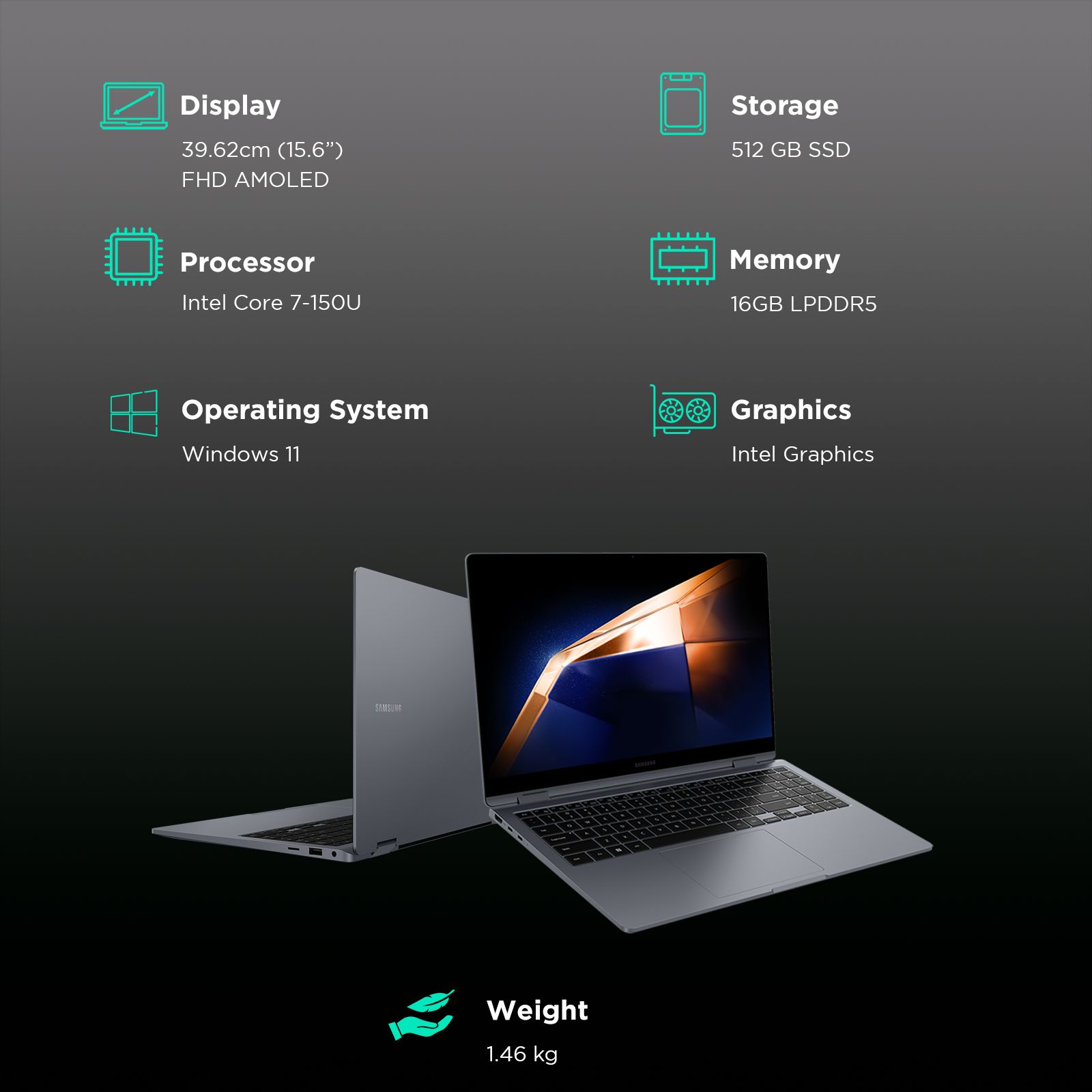 SAMSUNG Galaxy Book4 360 Intel Core Ultra 7 Touchscreen 2-in-1 Laptop (16GB, 512GB SSD, Windows 11 Home, 15.6 inch FHD AMOLED Display, MS Office 2021, Gray, 1.46 KG) SAMSUNG Galaxy Book4 360 Intel Core Ultra 7 Touchscreen 2-in-1 Laptop (16GB, 512GB SSD, Windows 11 Home, 15.6 inch FHD AMOLED Display, MS Office 2021, Gray, 1.46 KG)_3