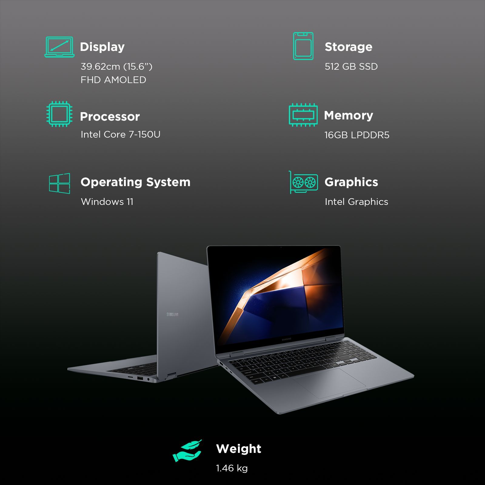 SAMSUNG Galaxy Book4 360 Intel Core Ultra 7 Touchscreen 2-in-1 Laptop (16GB, 512GB SSD, Windows 11 Home, 15.6 inch FHD AMOLED Display, MS Office 2021, Gray, 1.46 KG) SAMSUNG Galaxy Book4 360 Intel Core Ultra 7 Touchscreen 2-in-1 Laptop (16GB, 512GB SSD, Windows 11 Home, 15.6 inch FHD AMOLED Display, MS Office 2021, Gray, 1.46 KG)_9