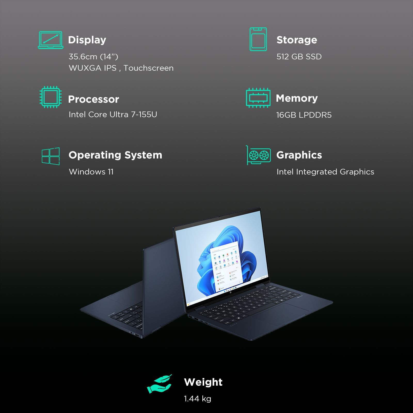 HP Envy x360 14t fc000 Intel Core Ultra 7 Touchscreen 2-in-1 Laptop (16GB, 512GB SSD, Windows 11 Home, 14 inch WUXGA IPS Display, MS Office 2021, Atmospheric Blue, 1.44 KG) HP Envy x360 14t fc000 Intel Core Ultra 7 Touchscreen 2-in-1 Laptop (16GB, 512GB SSD, Windows 11 Home, 14 inch WUXGA IPS Display, MS Office 2021, Atmospheric Blue, 1.44 KG)_9