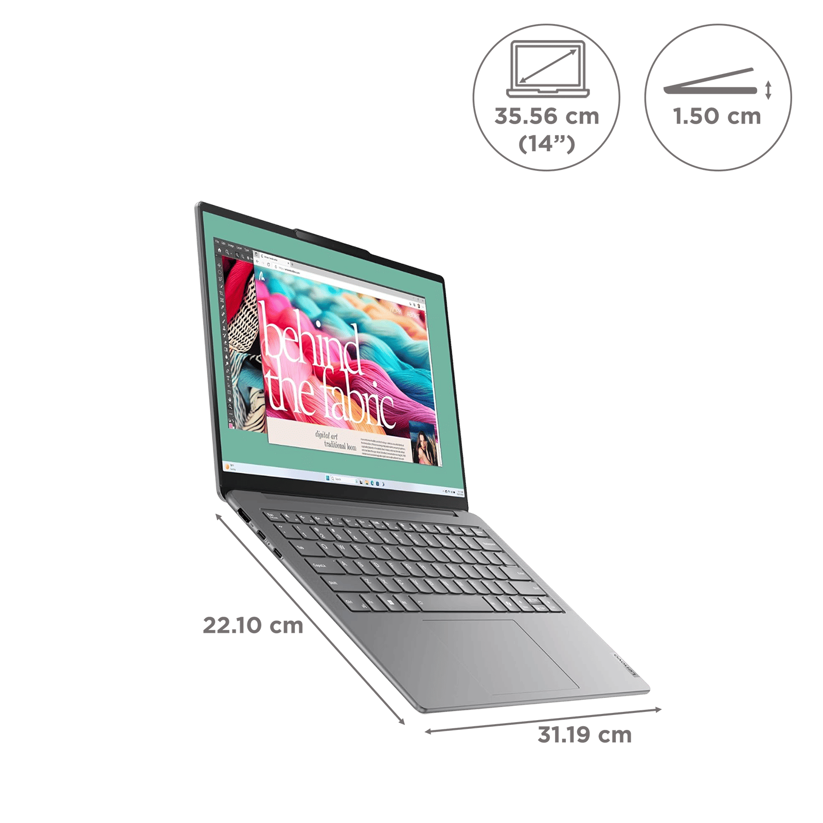 Lenovo Yoga Slim 7 14IMH9 Intel Core Ultra 7 Laptop (32GB, 1TB SSD, Windows 11 Home, 14 inch WUXGA OLED Display, MS Office 2021, Luna Grey, 1.39 KG)_2