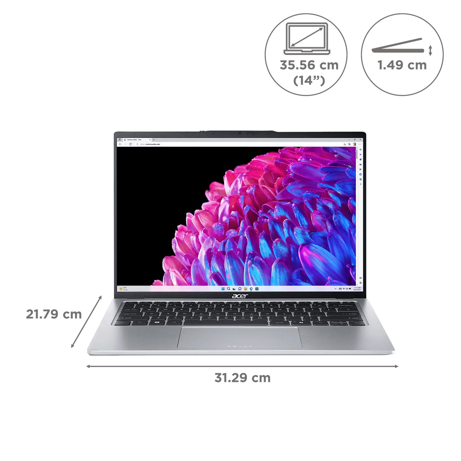 acer Swift Go SFG14-73T-58PZ Intel Core Ultra 5 Touchscreen Thin & Light Laptop (16GB, 512GB SSD, Windows 11 Home, 14 inch LCD IPS Display, MS Office 2021, Silver, 1.32 KG)_2