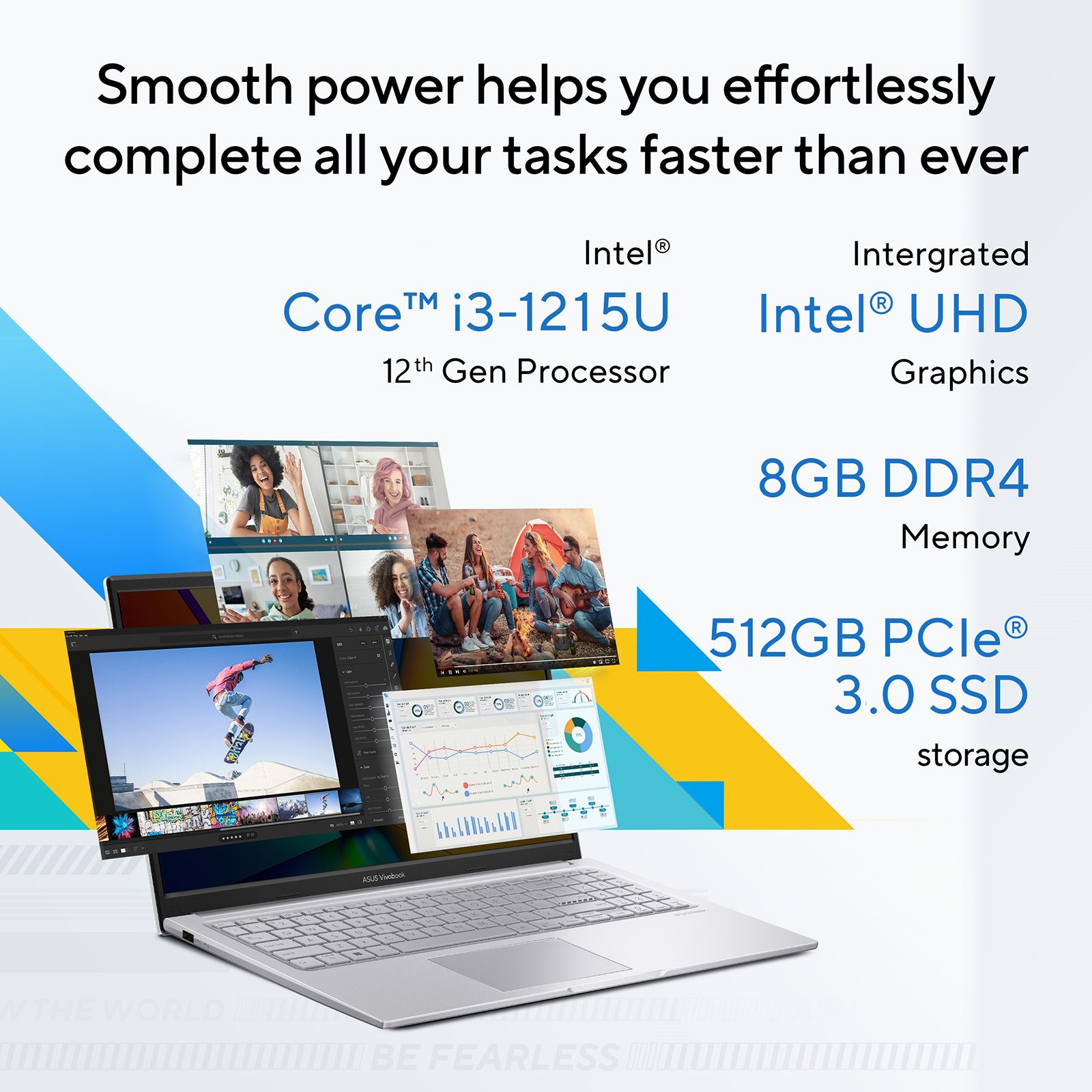 ASUS Vivo book 15 Intel Core i3 12th Gen Laptop (8GB, 512GB SSD, Windows 11 Home, 15.6 inch Full HD Display, MS Office 2021, Cool Silver, 1.7 KG)_5