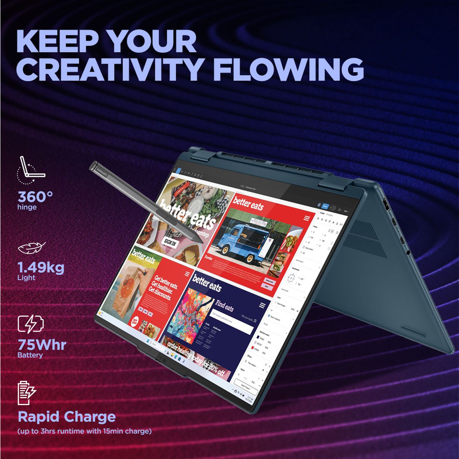 Lenovo Yoga 7 14IML9 Intel Core Ultra 5 Touchscreen 2-in-1 Laptop (16GB, 1TB SSD, Windows 11 Home, 14 inch WUXGA OLED Display, MS Office 2021, Tidal Teal, 1.49 KG)_10