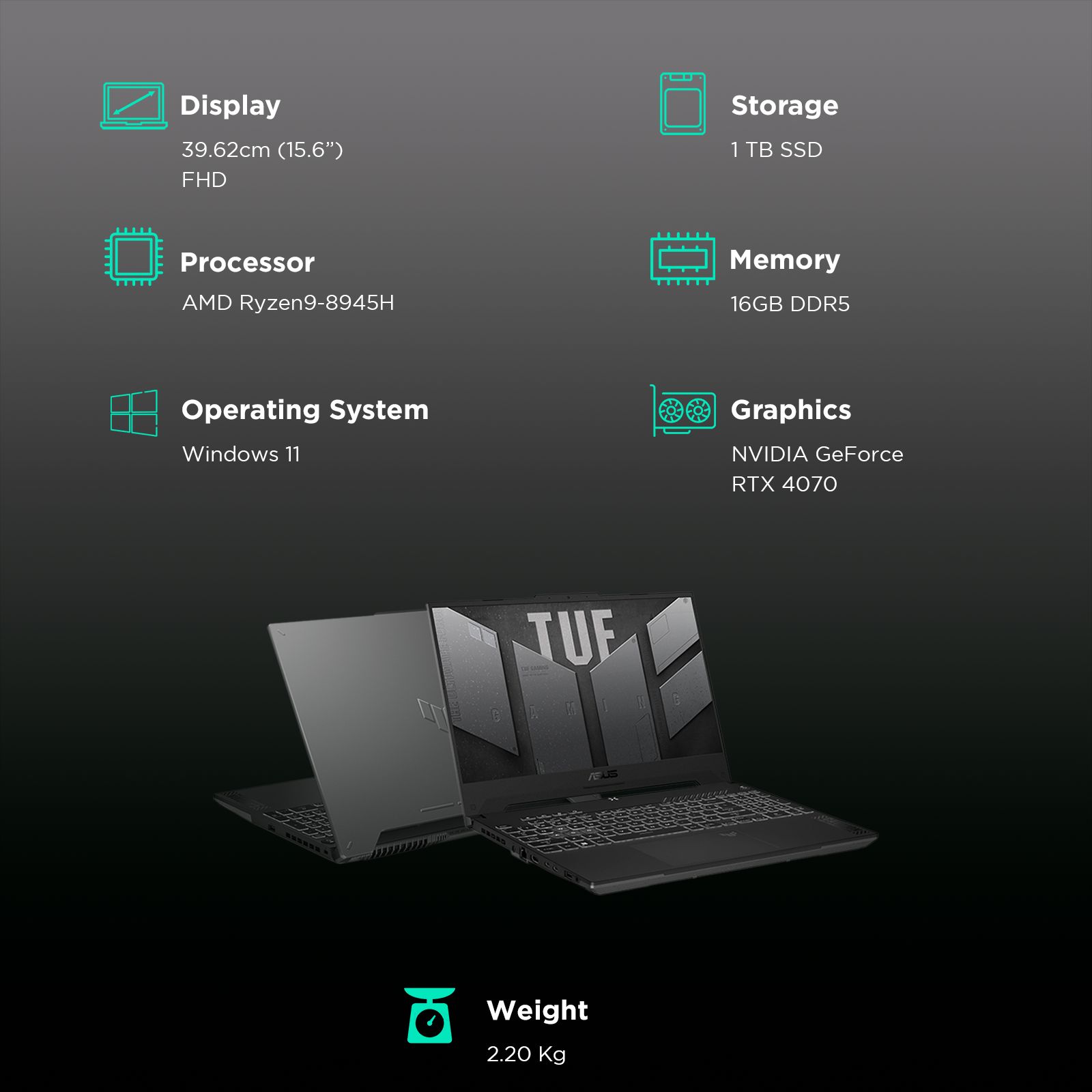 ASUS TUF Gaming A15 FA507UI-LP066WS AMD Ryzen9 Gaming Laptop (16GB, 1TB SSD, Windows 11 Home, 8GB Graphics, 15.6 inch 144 Hz Full HD IPS Display, NVIDIA GeForce RTX 4070, MS Office Home and Student 2021, Mecha Gray, 2.2 KG) ASUS TUF Gaming A15 FA507UI-LP066WS AMD Ryzen9 Gaming Laptop (16GB, 1TB SSD, Windows 11 Home, 8GB Graphics, 15.6 inch 144 Hz Full HD IPS Display, NVIDIA GeForce RTX 4070, MS Office Home and Student 2021, Mecha Gray, 2.2 KG)_3