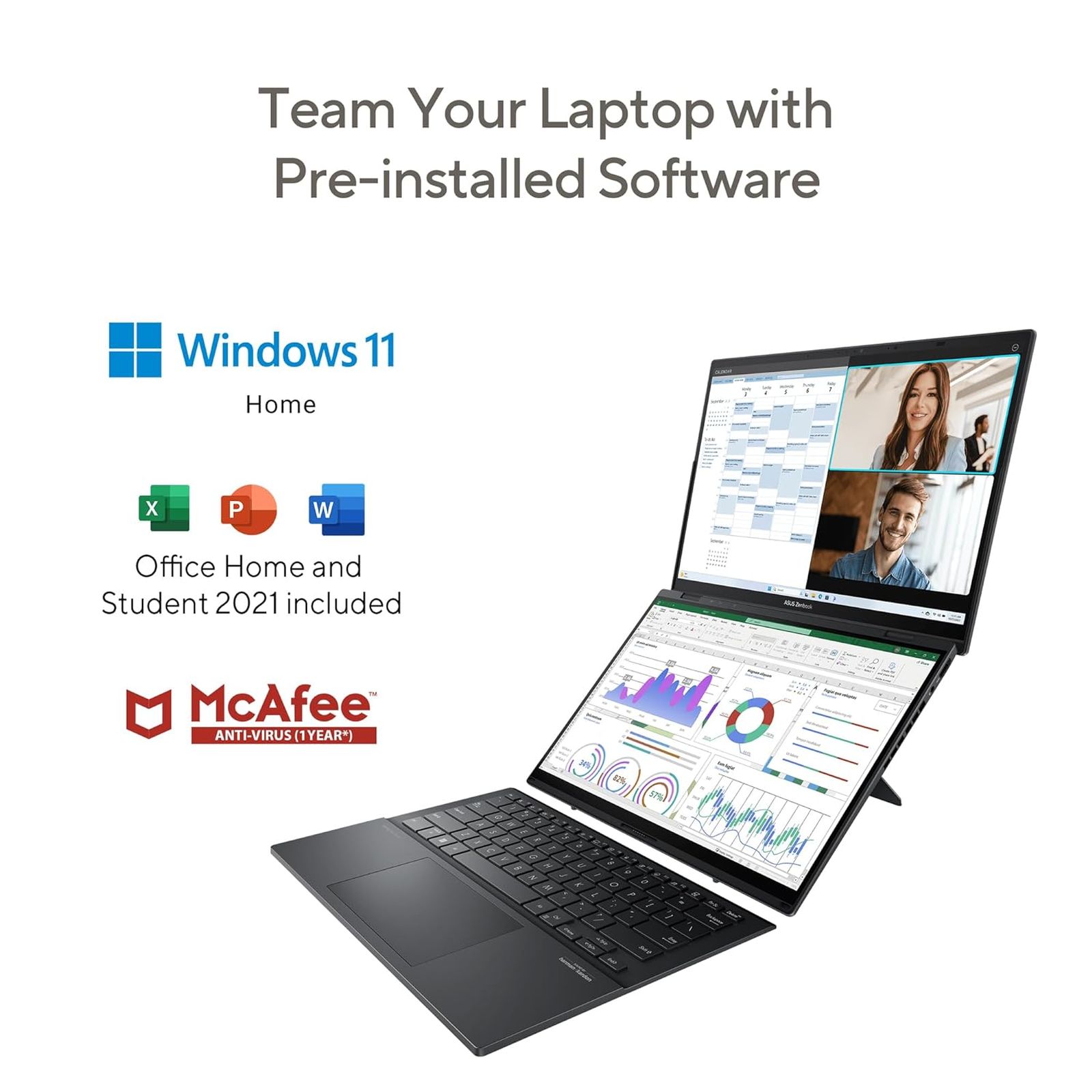 ASUS Zenbook Duo UX8406MA-QL761WS Intel Core Ultra 7 Touchscreen Thin & Light Laptop (32GB, 1TB SSD, Windows 11 Home, 14 inch Full HD OLED Display, MS Office Home & Student 2021, Inkwell Gray, 1.65 KG)_7