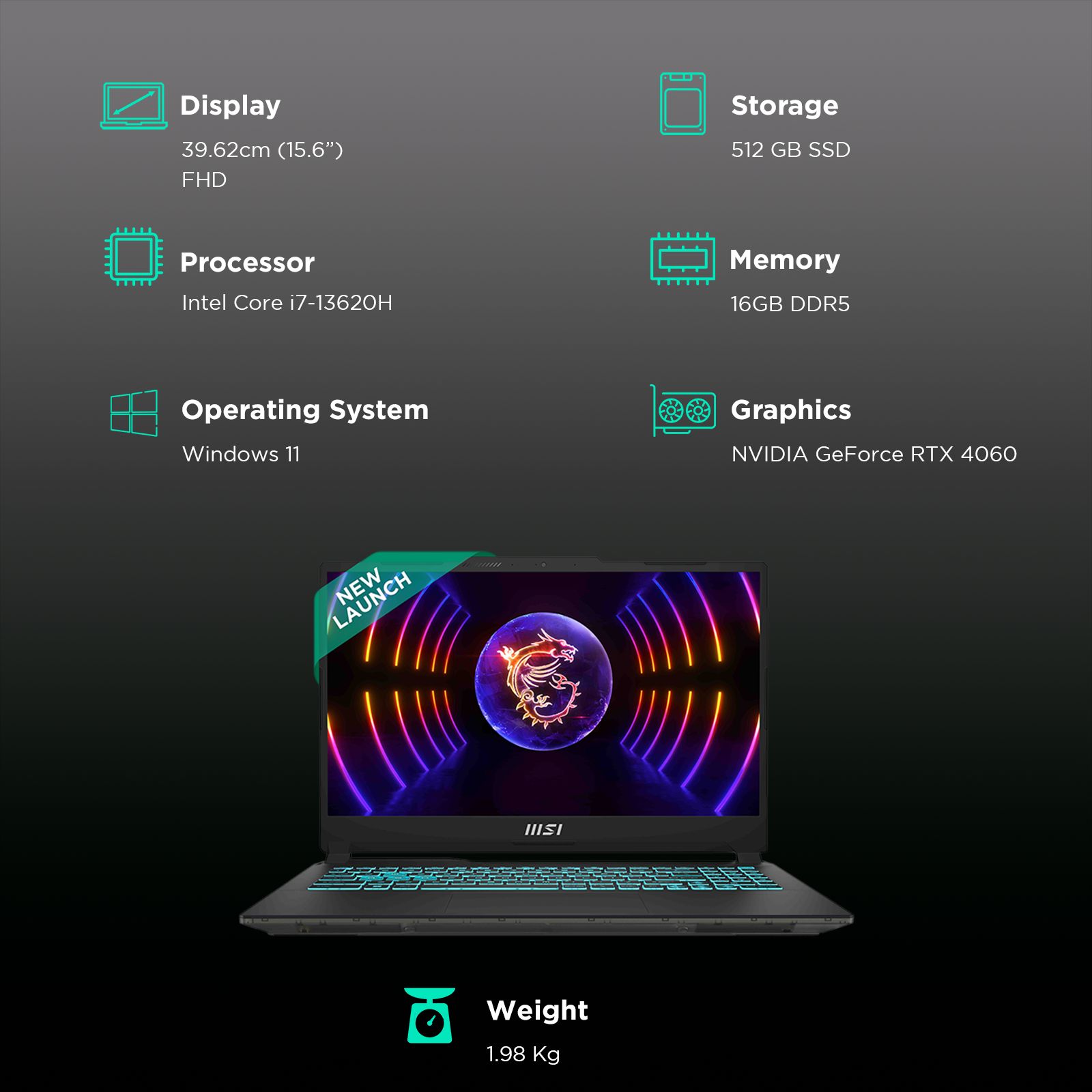 MSI Cyborg 15 A13VFK 1079IN Intel Core i7 13th Gen Gaming Laptop (16GB, 512GB SSD, Windows 11 Home, 8GB Graphics, 15.6 inch 144 Hz FHD Display, NVIDIA GeForce RTX 4060, MS Office Home & Student 2021, Translucent Black, 1.98 KG) MSI Cyborg 15 A13VFK 1079IN Intel Core i7 13th Gen Gaming Laptop (16GB, 512GB SSD, Windows 11 Home, 8GB Graphics, 15.6 inch 144 Hz FHD Display, NVIDIA GeForce RTX 4060, MS Office Home & Student 2021, Translucent Black, 1.98 KG)_3