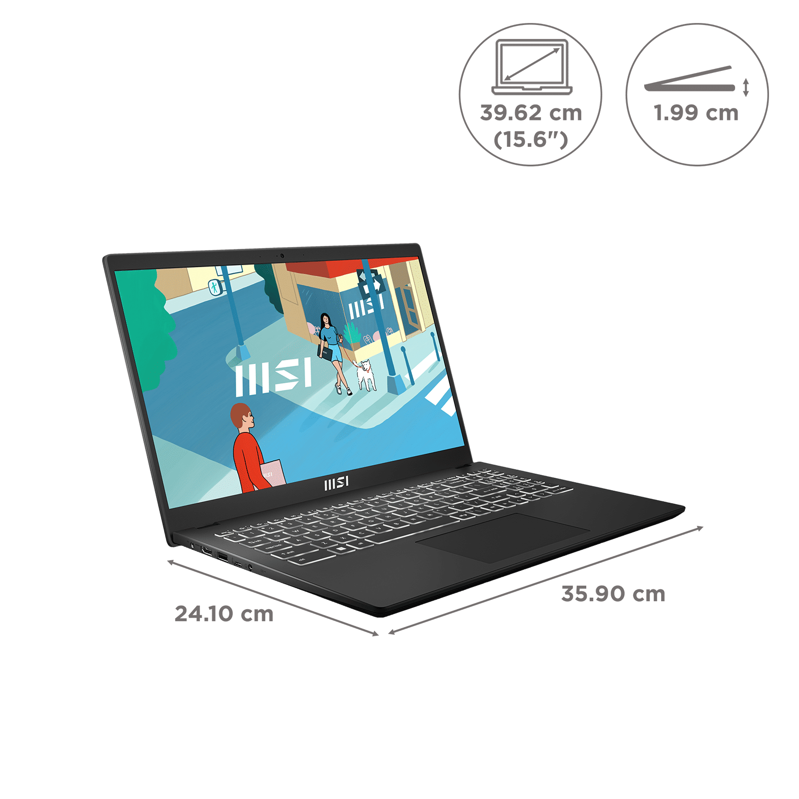 MSI Modern 15 H B13M 225IN Intel Core i7 13th Gen Business Laptop (16GB, 512GB SSD, Windows 11 Home, 15.6 inch Full HD IPS Display, MS Office 2021, Classic Black, 1.9 KG)_2
