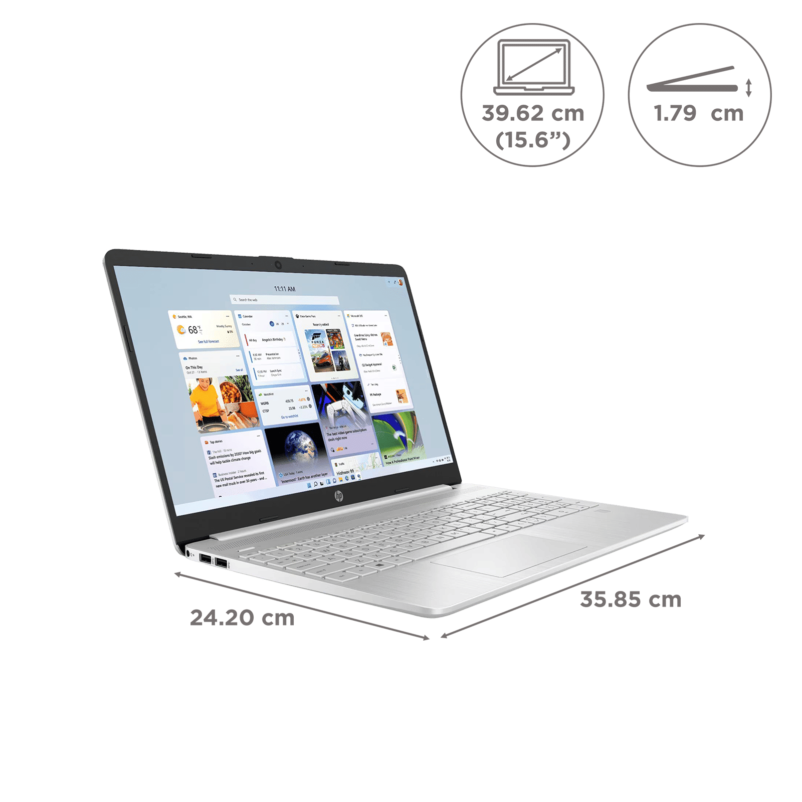 HP 15s fq5330TU Intel Core i5 12th Generation Thin & Light Laptop (16GB, 512GB SSD, Windows 11 Home, 15.6 inch Diagonal Full HD Display,  MS Office 2021, Natural Silver, 1.69 kg) _2