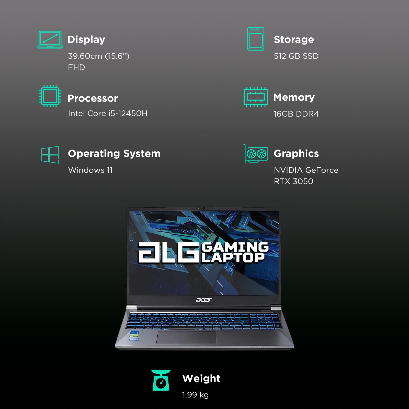 acer Aspire ALG AL15G-52 Intel Core i5 12th Gen Gaming Laptop (16GB, 512GB SSD, Windows 11 Home, 6GB Graphics, 15.6 inch 144 Hz Full HD Display, NVIDIA GeForce RTX 3050, MS Office 2021, Steel Gray, 1.99 KG) acer Aspire ALG AL15G-52 Intel Core i5 12th Gen Gaming Laptop (16GB, 512GB SSD, Windows 11 Home, 6GB Graphics, 15.6 inch 144 Hz Full HD Display, NVIDIA GeForce RTX 3050, MS Office 2021, Steel Gray, 1.99 KG)_3