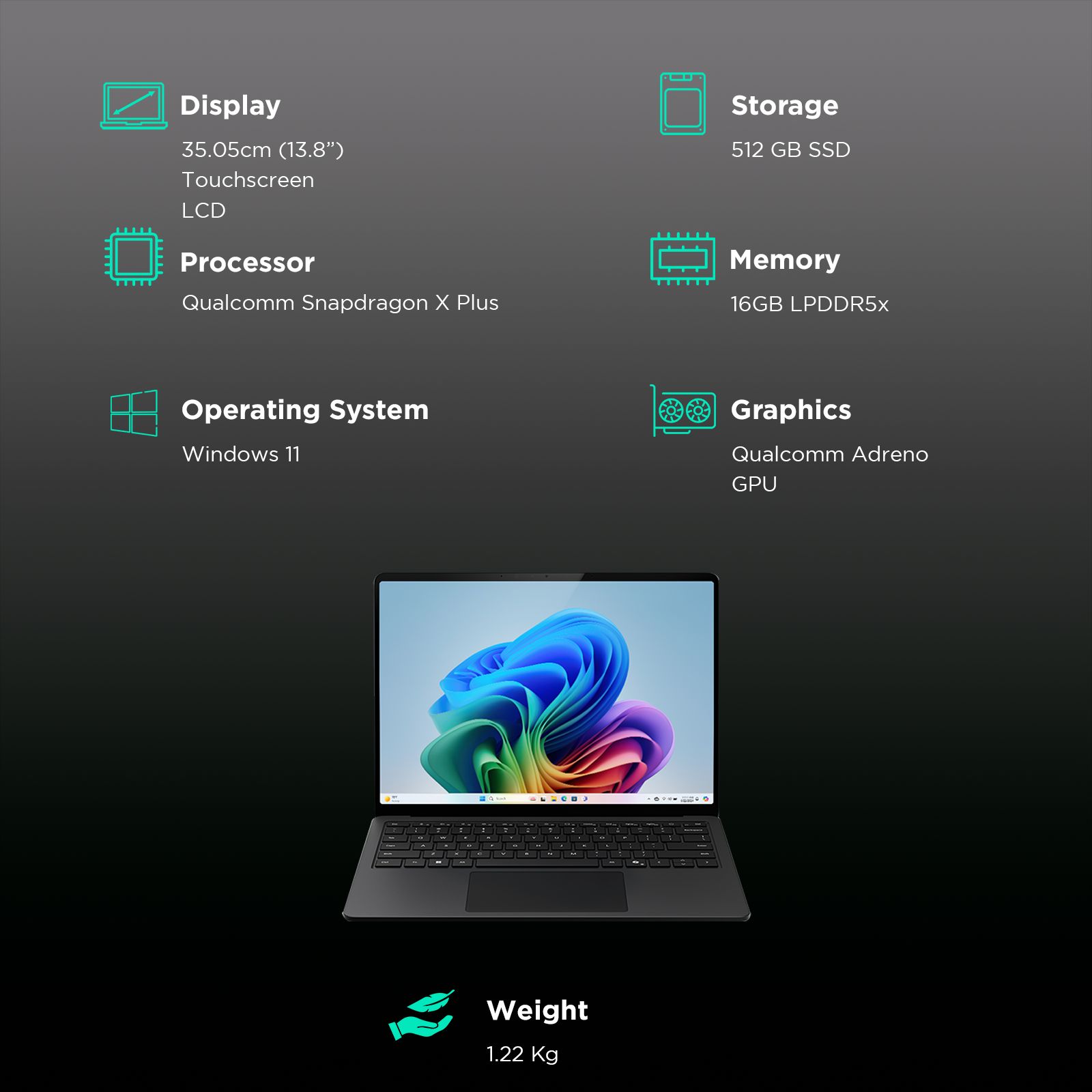 Microsoft Surface 7th Edition Snapdragon X Plus Touchscreen Ultra Thin Laptop (16GB, 512GB SSD, Windows 11 Home, 13.8 inch LCD Display, Black, 1.34 KG)_3