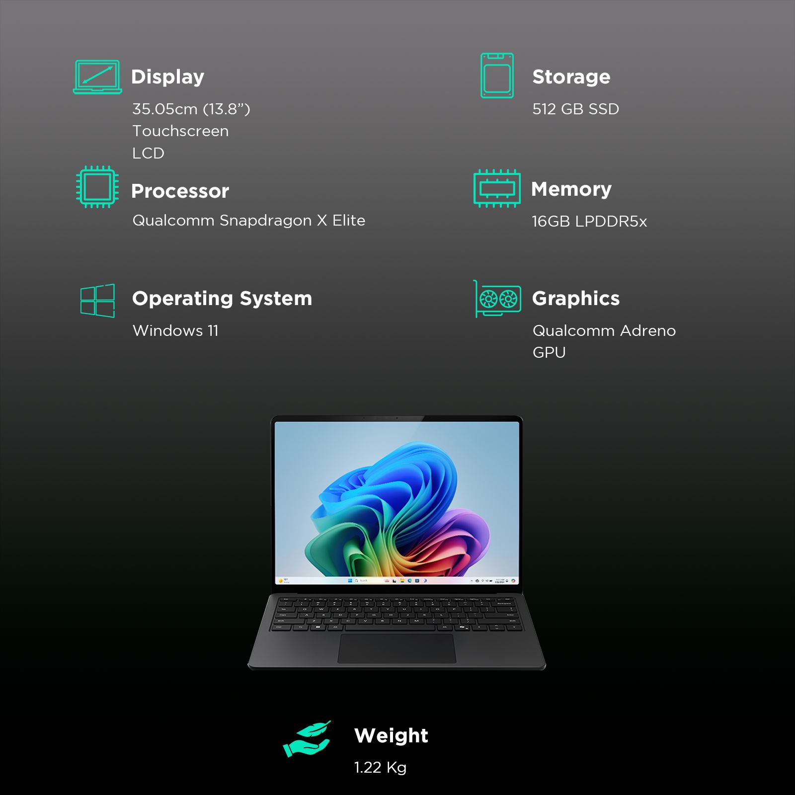 Microsoft Surface 7th Edition Snapdragon X Elite Touchscreen Ultra Thin Laptop (16GB, 512GB SSD, Windows 11 Home, 13.8 inch LCD Display, Microsoft 365 for 6 Months, Black, 1.34 KG)_3