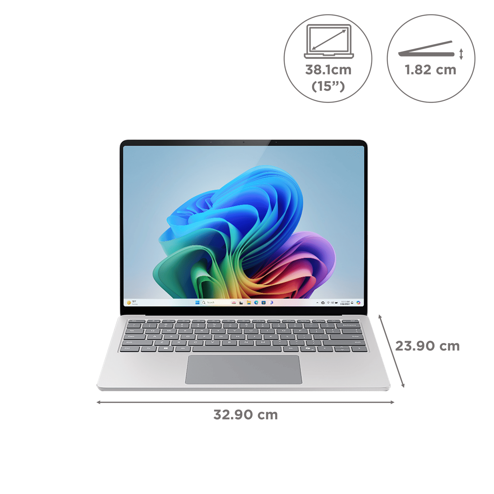 Microsoft Surface 7th Edition Snapdragon X Elite Touchscreen Ultra Thin Laptop (16GB, 256GB SSD, Windows 11 Home, 15 inch LCD Display, Microsoft 365 for 6 Months, Platinum, 1.66 KG)_2