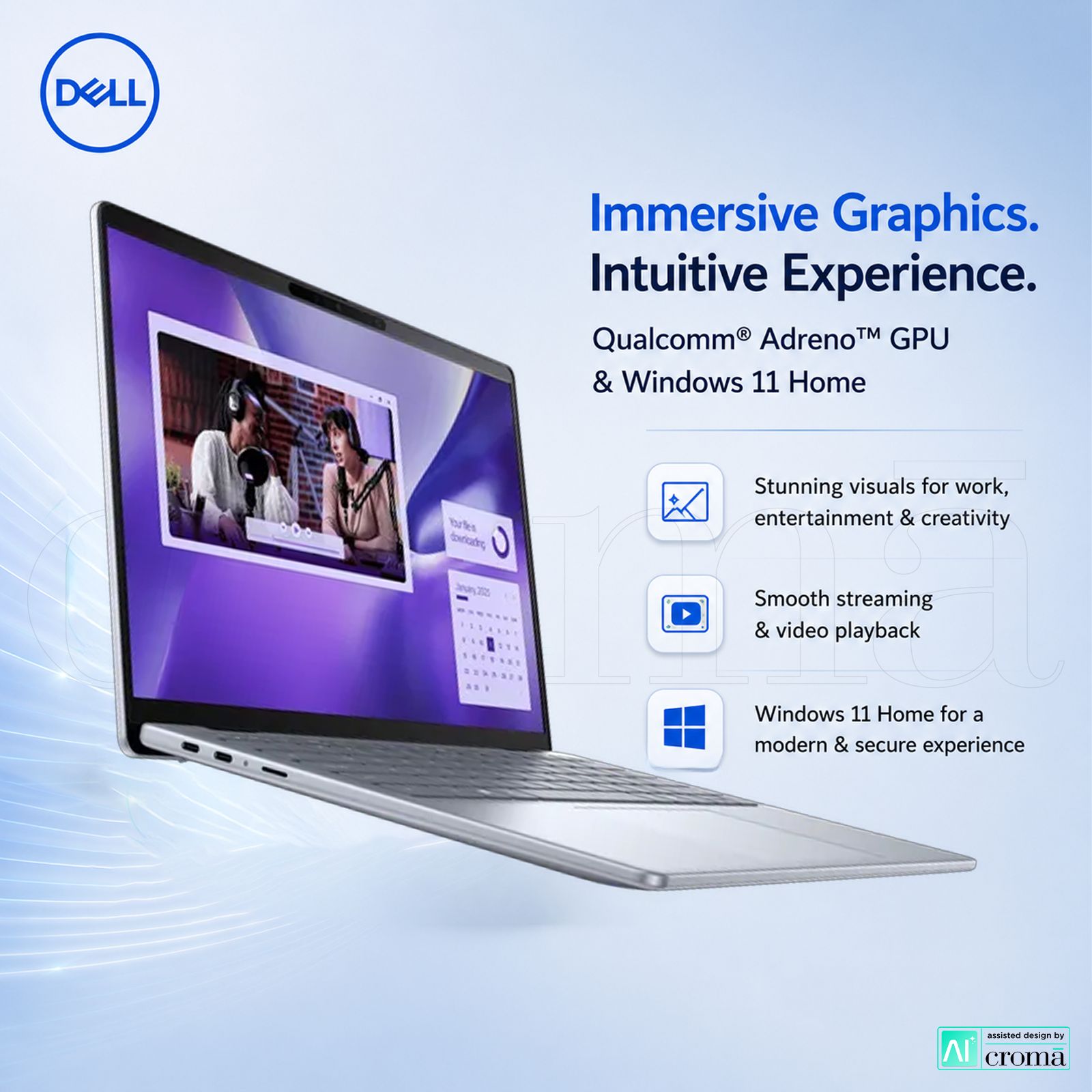 DELL Inspiron 14 Plus Snapdragon X Plus Touchscreen Thin & Light Laptop (16GB, 512GB SSD, Windows 11 Home, 14 inch QHD Plus IPS Display, MS Office 2021, Ice Blue, 1.40 KG)_6