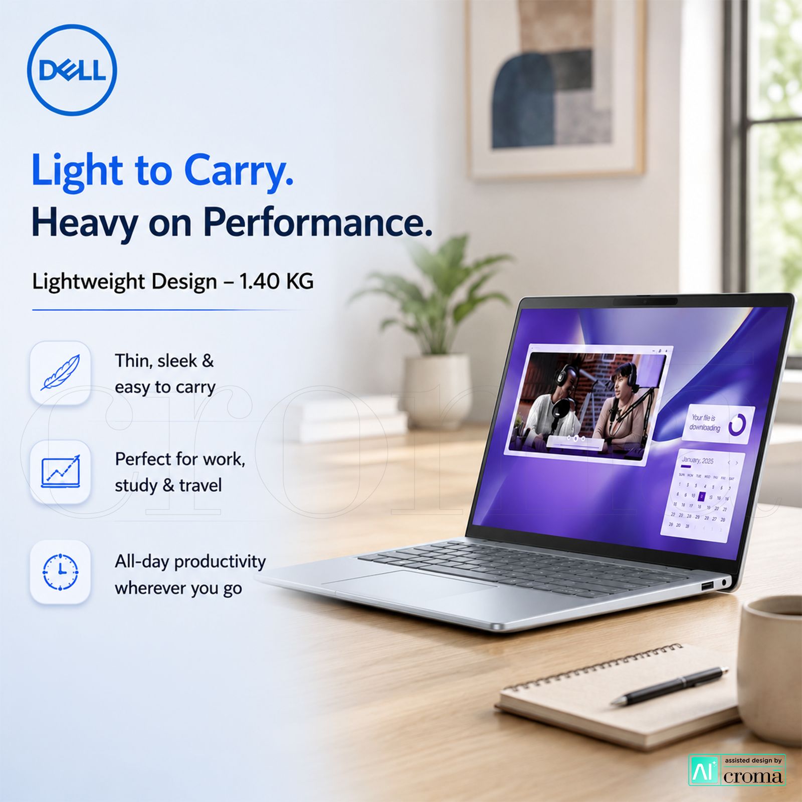 DELL Inspiron 14 Plus Snapdragon X Plus Touchscreen Thin & Light Laptop (16GB, 512GB SSD, Windows 11 Home, 14 inch QHD Plus IPS Display, MS Office 2021, Ice Blue, 1.40 KG)_7