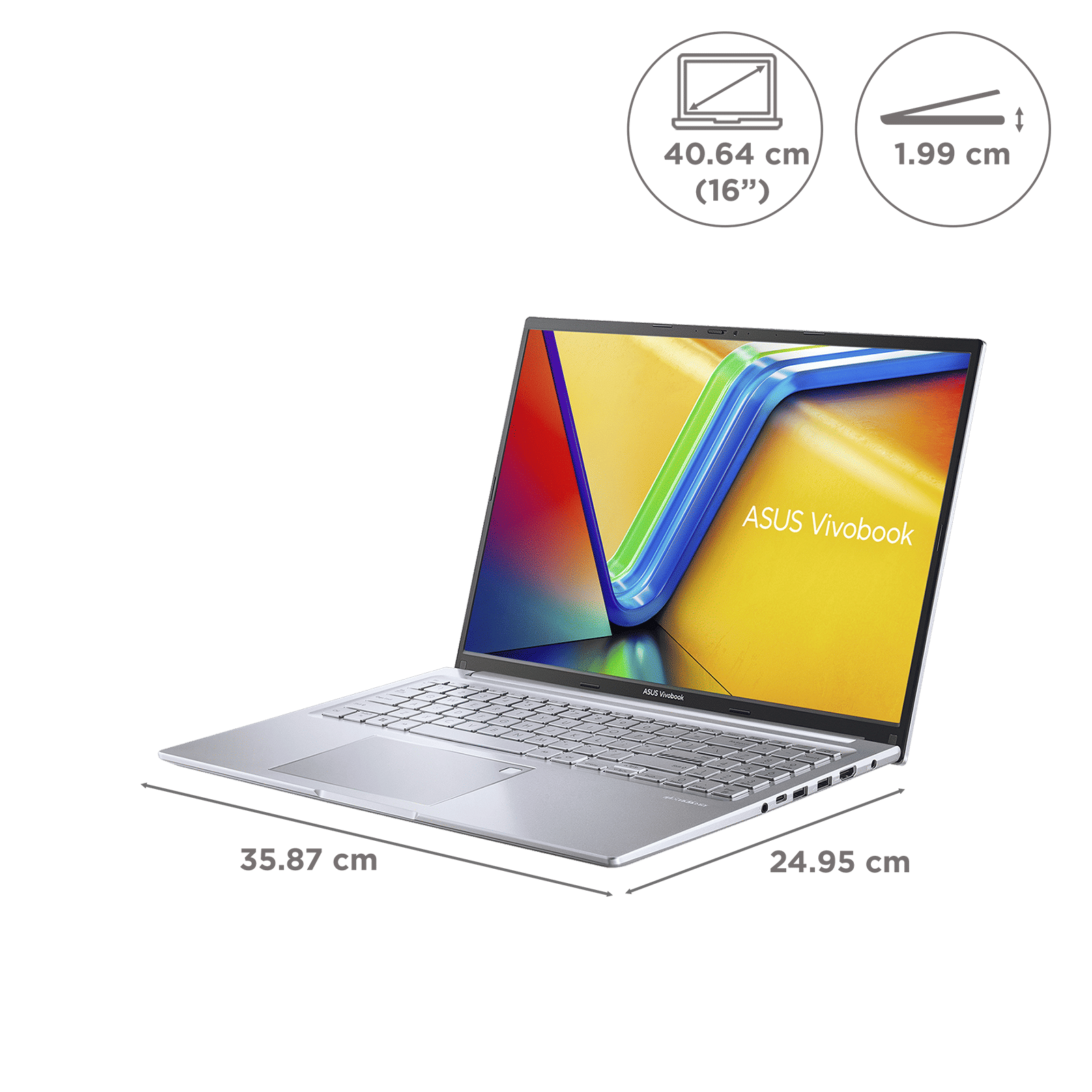 ASUS Vivobook 16 X1605ZAC-MB741WS Intel Core i7 12th Gen Thin & Light Laptop (16GB, 512GB SSD, Windows 11 Home, 16 inch WUXGA Display, MS Office 2021, Transparent Silver, 1.88 KG)_2