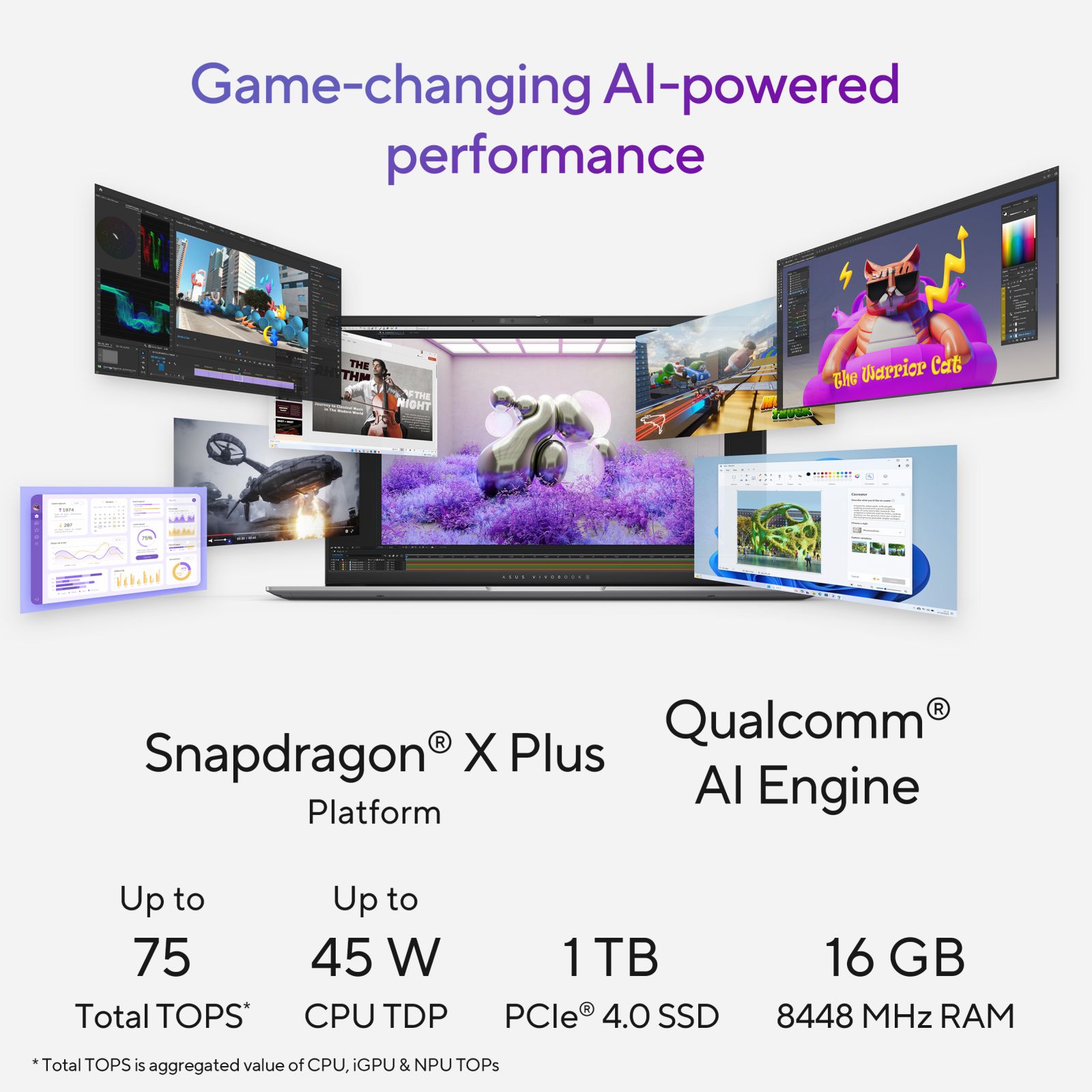 ASUS Vivobook S 15 S5507QA-MA551WS Snapdragon X Plus X1P 42 100 Thin & Light Laptop (16GB, 1TB SSD, Windows 11 Home, 15.6 inch OLED Display, MS Office 2021, Cool Silver, 1.42 KG)_4