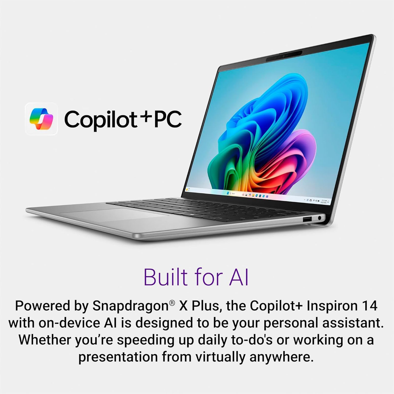DELL Inspiron 5441 Qualcomm Snapdragon X Notebook Laptop (16GB, 512GB SSD, Windows 11 Home, 14 inch Full HD Plus IPS Display, MS Office 2021, Titan Grey, 1.53 KG)_1