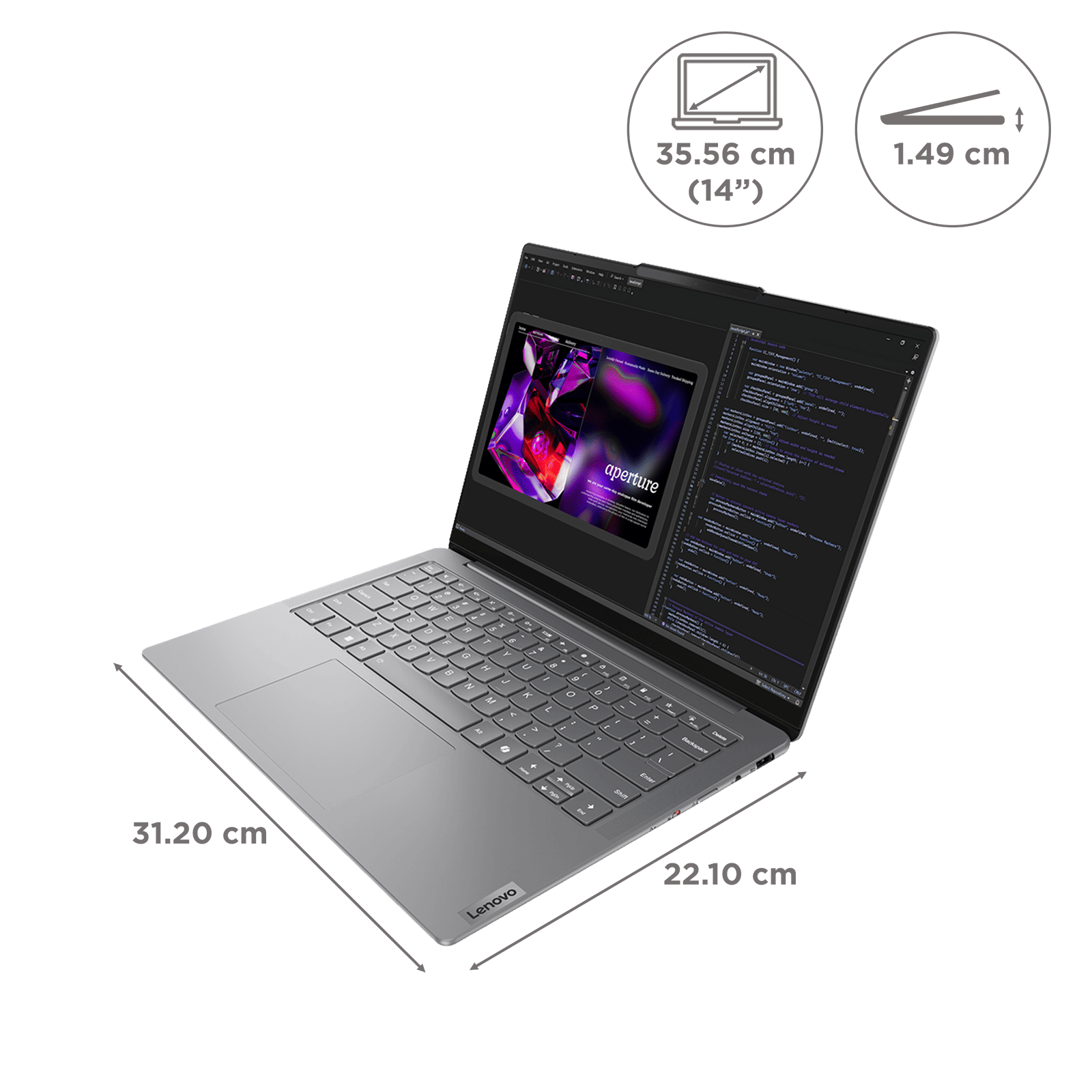 Lenovo Yoga Slim 7 14IMH9 Intel Core Ultra 7 155H Thin & Light Laptop (32GB, 1TB SSD, Windows 11 Home, 14 inch WUXGA OLED Display, MS Office 2024, Luna Grey, 1.39 KG) Lenovo Yoga Slim 7 14IMH9 Intel Core Ultra 7 155H Thin & Light Laptop (32GB, 1TB SSD, Windows 11 Home, 14 inch WUXGA OLED Display, MS Office 2024, Luna Grey, 1.39 KG)_2