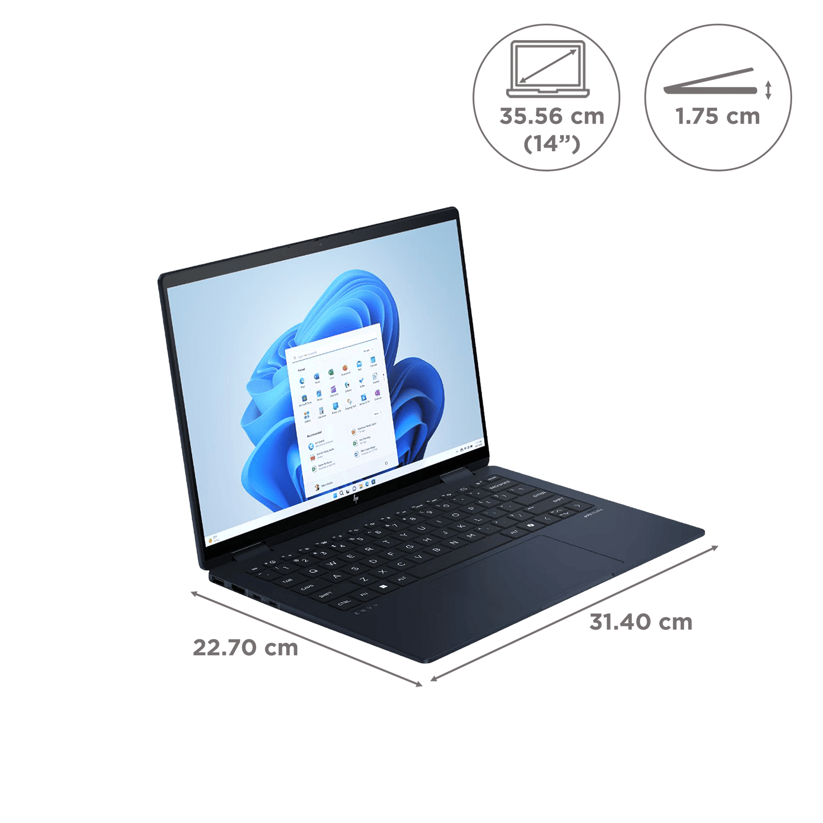 HP Envy X360 Intel Core Ultra 7 Touchscreen 2-in-1 Laptop (16GB, 512GB SSD, Windows 11, 14 inch OLED Display, MS Office Home & Student 2021, Atmospheric Blue, 3.5 KG)_2