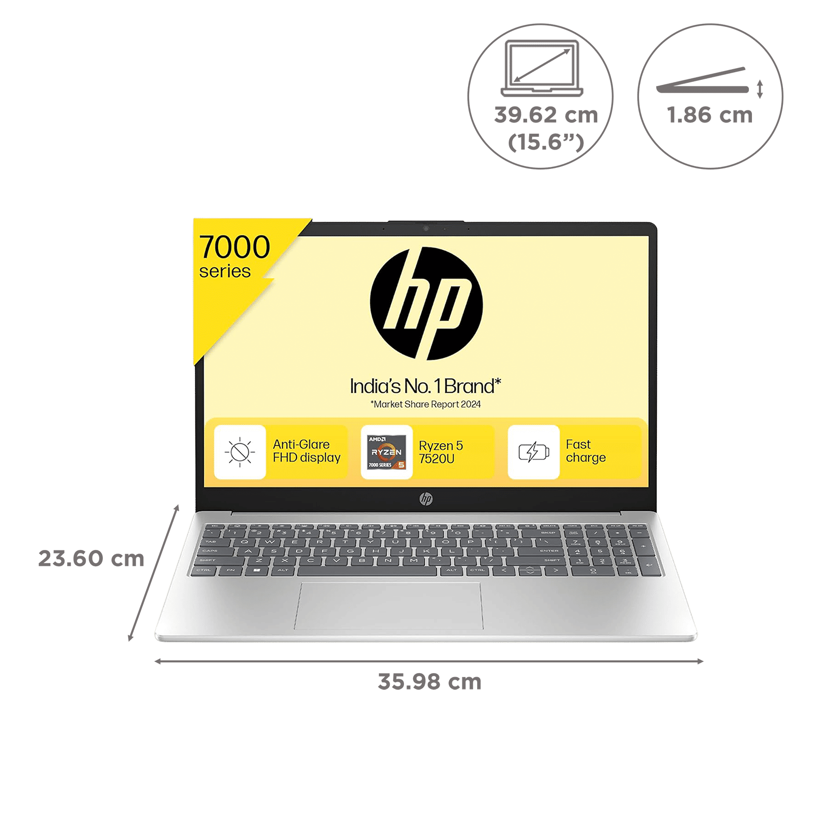 HP 15-fc0156AU AMD Ryzen 5 Thin & Light Laptop (16GB, 512GB SSD, Windows 11 Home, 15.6 inch Full HD Display, MS Office Home 2021, Natural Silver, 1.59 KG) HP 15-fc0156AU AMD Ryzen 5 Thin & Light Laptop (16GB, 512GB SSD, Windows 11 Home, 15.6 inch Full HD Display, MS Office Home 2021, Natural Silver, 1.59 KG)_2