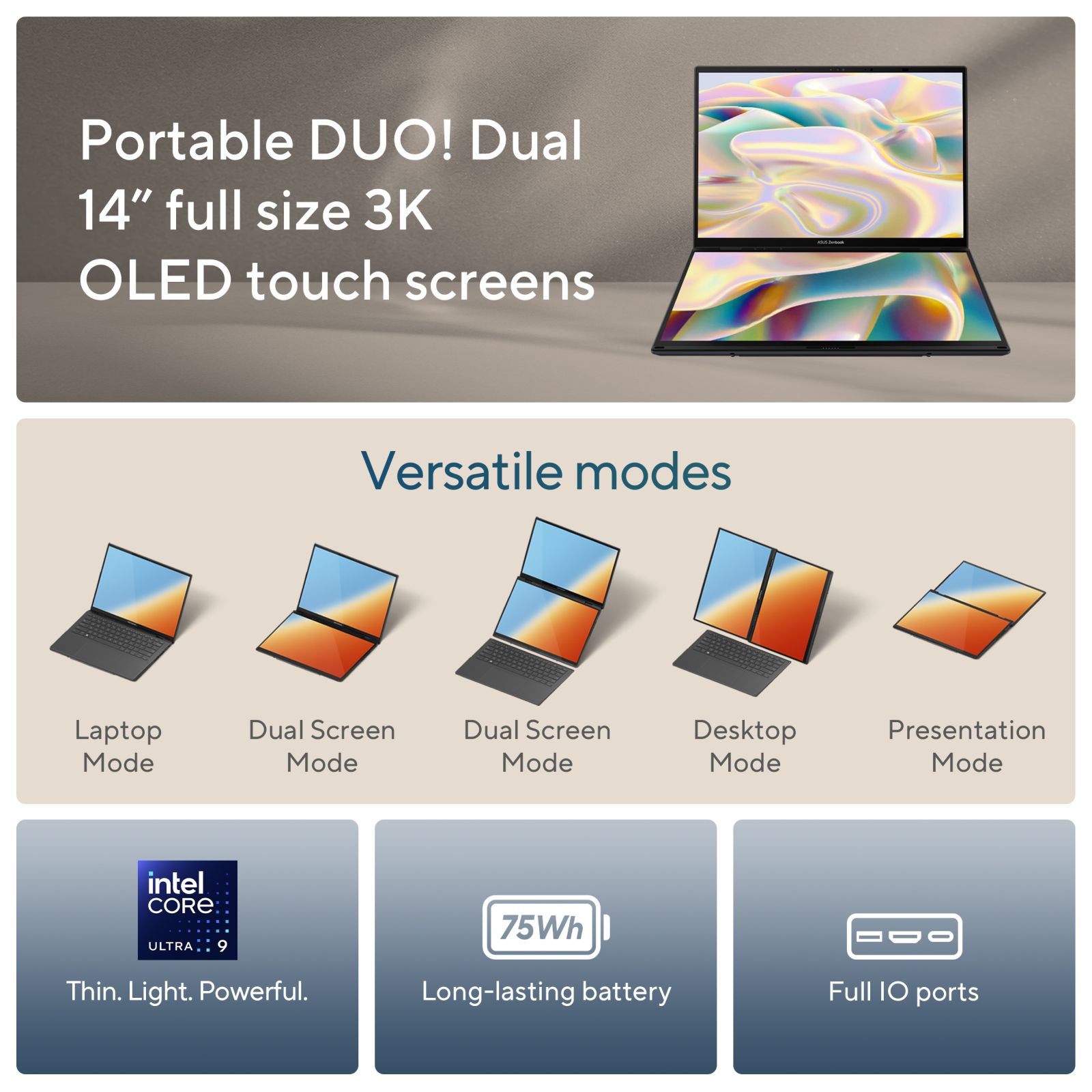 ASUS Zenbook Duo Intel Core Ultra 9 285H Touchscreen Laptop (32GB, 1TB SSD, Windows 11 Home, 14 inch OLED Display, MS Office Home 2024, Inkwell Gray, 1.65 KG) ASUS Zenbook Duo Intel Core Ultra 9 285H Touchscreen Laptop (32GB, 1TB SSD, Windows 11 Home, 14 inch OLED Display, MS Office Home 2024, Inkwell Gray, 1.65 KG)_4