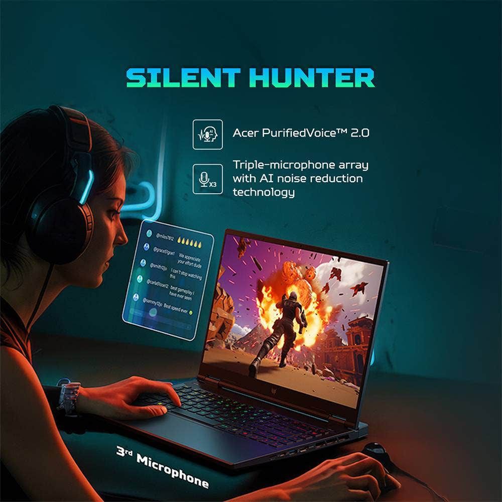 acer Predator Helios Neo 14 Intel Core Ultra 7 Gaming Laptop (16GB, 1TB SSD, Windows 11 Home, 6GB Graphics, 14.5 inch 120 Hz WUXGA IPS Display, NVIDIA Geforce RTX 4050, MS Office, Abyssal Black, 1.99 KG)_3