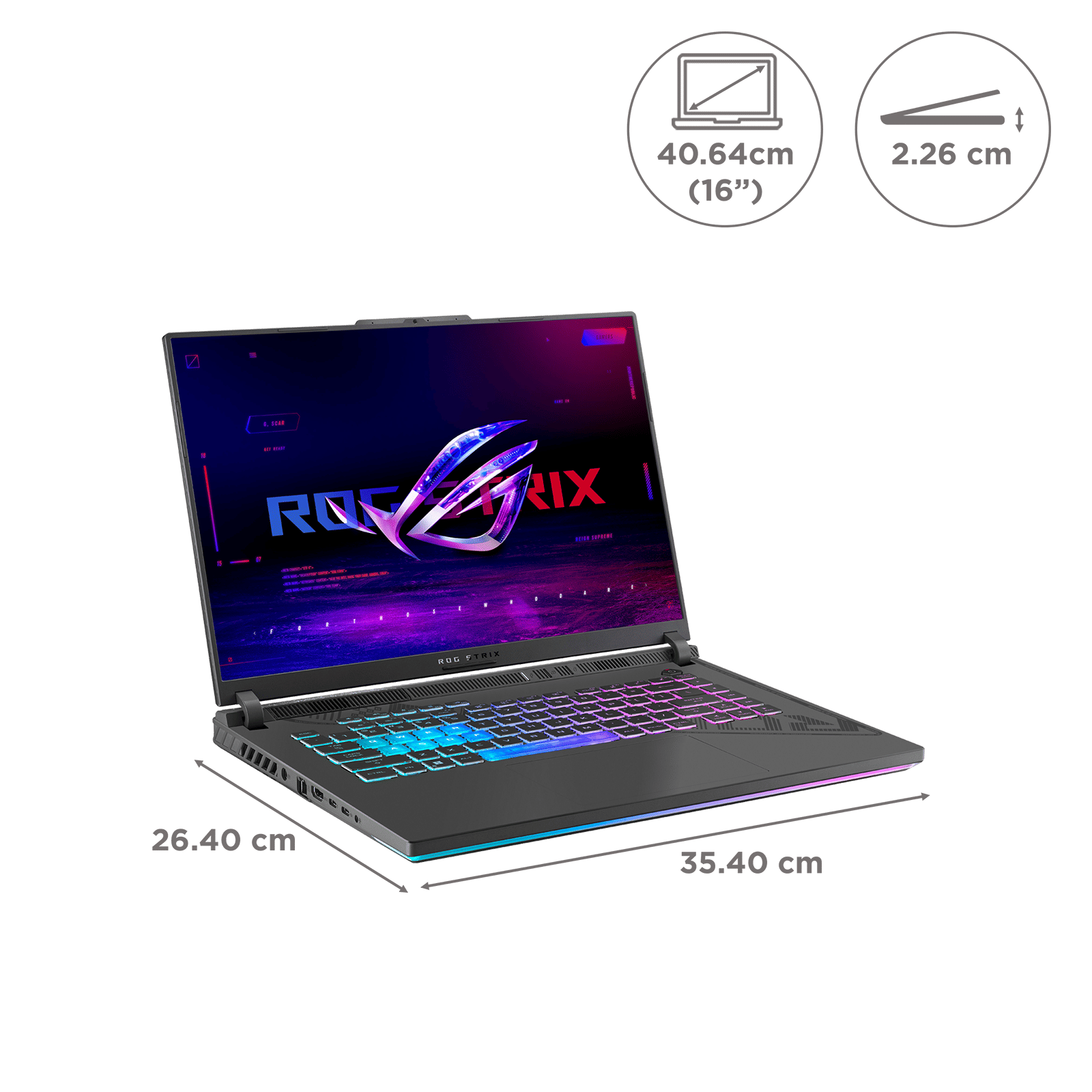 ASUS ROG Strix G16 Intel Core i7 13th Gen Gaming Laptop (16GB, 1TB SSD, Windows 11 Home, 8GB Graphics, 16 inch 165 Hz Full HD Plus Display, NVIDIA GeForce RTX 4060, MS Office Home 2024, Eclipse Gray, 2.5 KG)_2
