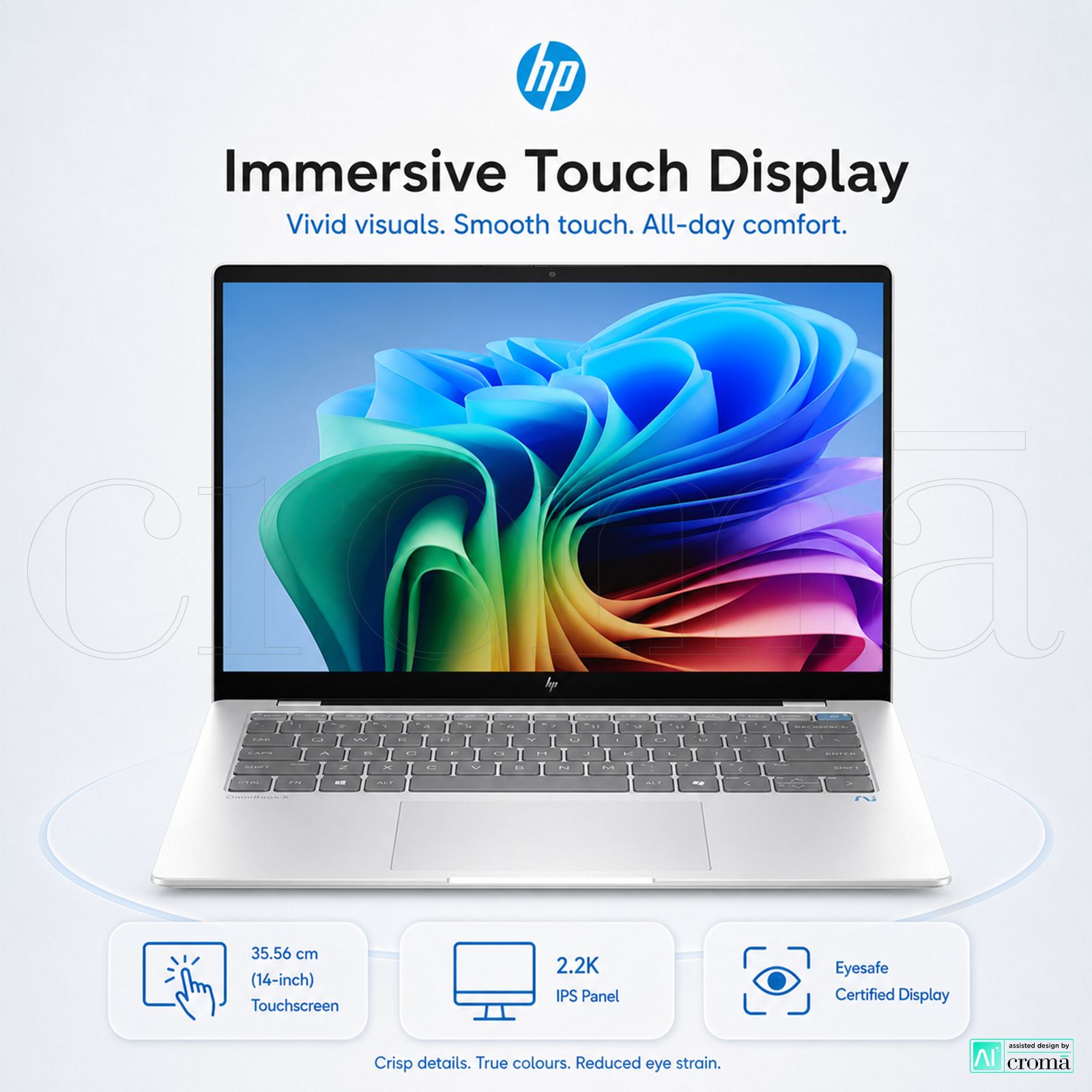 HP OmniBook X 14-fe1011QU Qualcomm Snapdragon X Plus Touchscreen Thin & Light Laptop (16GB, 512GB SSD, Windows 11 Home, 14 inch 2.2K IPS Display, MS Office 2021, Glacier Silver, 1.34 KG)_3