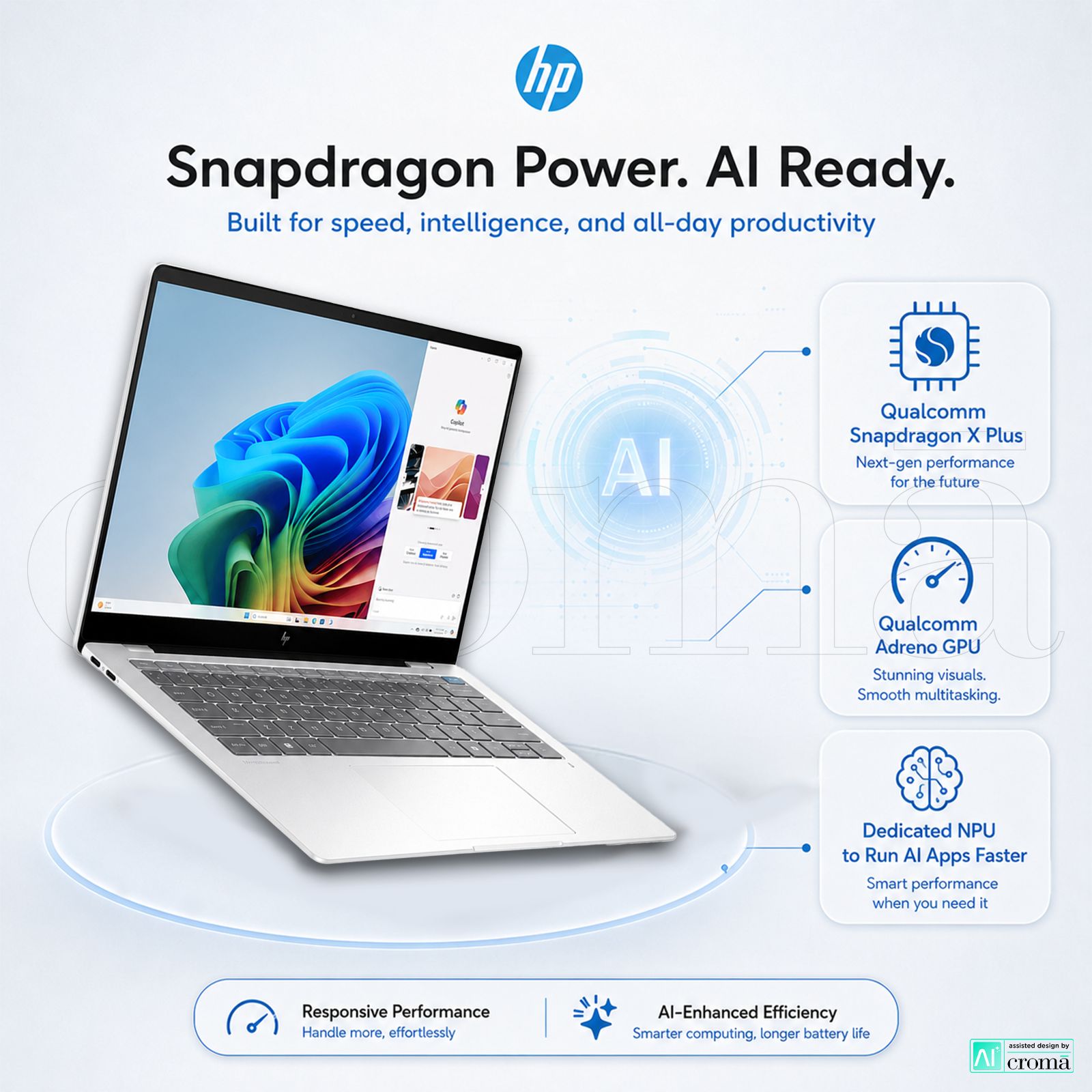 HP OmniBook X 14-fe1011QU Qualcomm Snapdragon X Plus Touchscreen Thin & Light Laptop (16GB, 512GB SSD, Windows 11 Home, 14 inch 2.2K IPS Display, MS Office 2021, Glacier Silver, 1.34 KG)_4