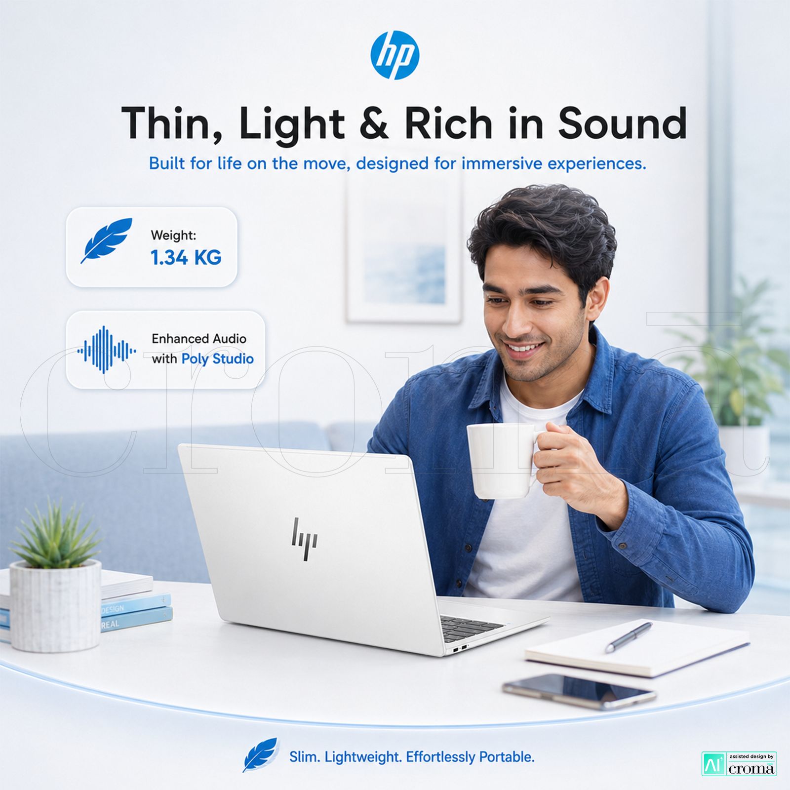 HP OmniBook X 14-fe1011QU Qualcomm Snapdragon X Plus Touchscreen Thin & Light Laptop (16GB, 512GB SSD, Windows 11 Home, 14 inch 2.2K IPS Display, MS Office 2021, Glacier Silver, 1.34 KG)_7