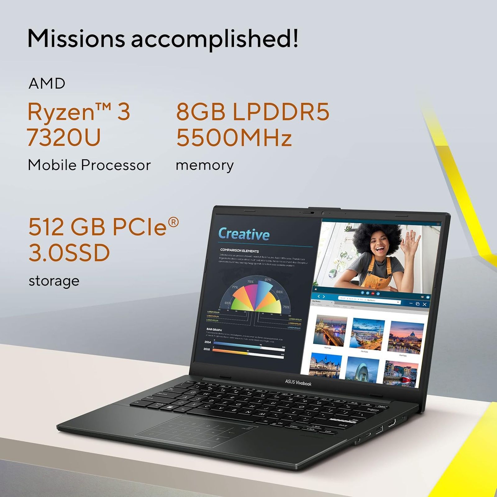 ASUS Vivobook Go 14 AMD Ryzen 3 7320U Thin & Light Laptop (8GB, 512GB SSD, Windows 11 Home, 14 inch Full HD Display, MS Office Home 2024, Mixed Black, 1.38 KG) ASUS Vivobook Go 14 AMD Ryzen 3 7320U Thin & Light Laptop (8GB, 512GB SSD, Windows 11 Home, 14 inch Full HD Display, MS Office Home 2024, Mixed Black, 1.38 KG)_3
