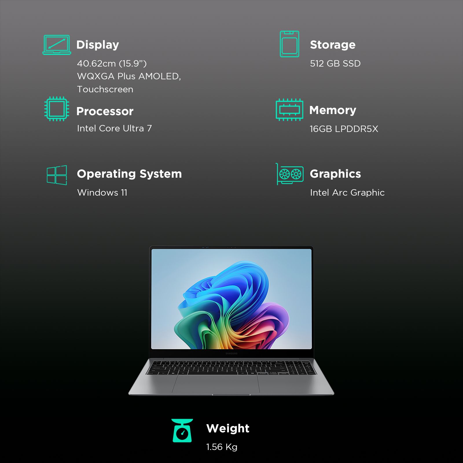 SAMSUNG Galaxy Book5 Pro Intel Core Ultra 7 Touchscreen Thin & Light Laptop (16GB, 512GB SSD, Windows 11 Home, 8GB Graphics, 15.9 inch WQXGA Plus AMOLED Display, MS Office 2021, Gray, 1.56 KG) SAMSUNG Galaxy Book5 Pro Intel Core Ultra 7 Touchscreen Thin & Light Laptop (16GB, 512GB SSD, Windows 11 Home, 8GB Graphics, 15.9 inch WQXGA Plus AMOLED Display, MS Office 2021, Gray, 1.56 KG)_3