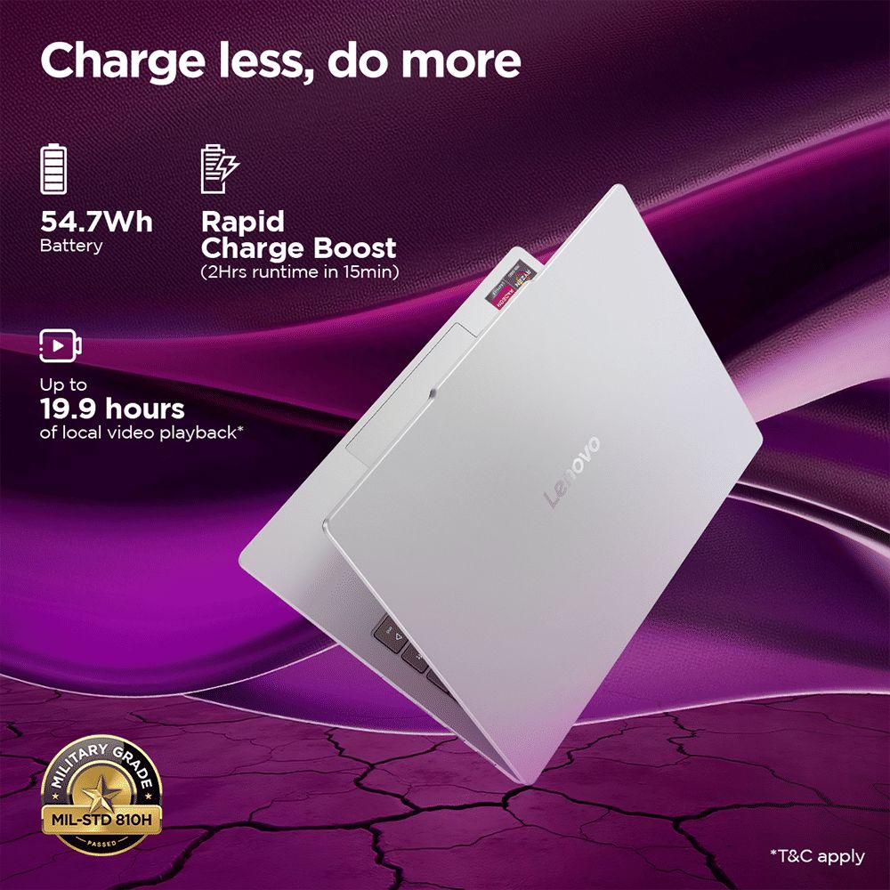Lenovo IdeaPad Slim 5 13ARP10 AMD Ryzen 7 Thin & Light Laptop (16GB, 512GB SSD, Windows 11 Home, 13.3 inch WUXGA IPS Display, MS Office Home 2024, Cloud Grey, 1.15 KG)_2