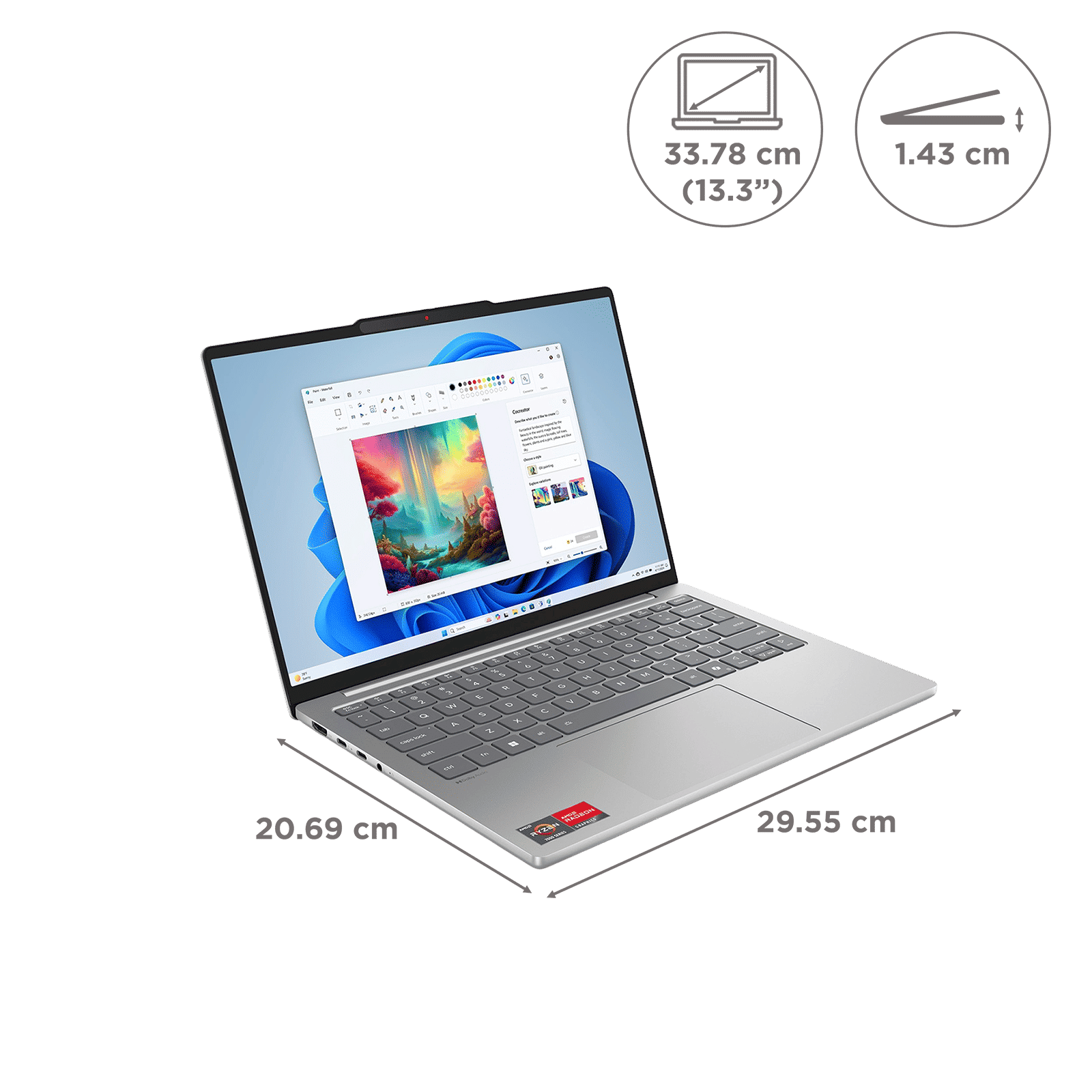 Lenovo IdeaPad Slim 5 13ARP10 AMD Ryzen 7 Thin & Light Laptop (16GB, 512GB SSD, Windows 11 Home, 13.3 inch WUXGA IPS Display, MS Office Home 2024, Cloud Grey, 1.15 KG)_4