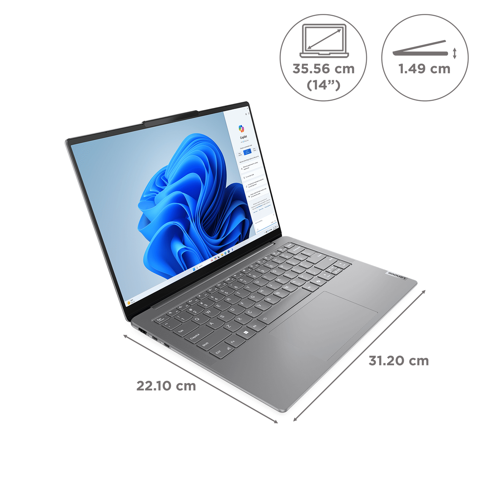 Lenovo Yoga Slim 7 14IMH9 Intel Core Ultra 5 Laptop (16GB, 1TB SSD, Windows 11 Home, 14 inch WUXGA OLED Display, MS Office 2024, Luna Grey, 1.39 KG)_2