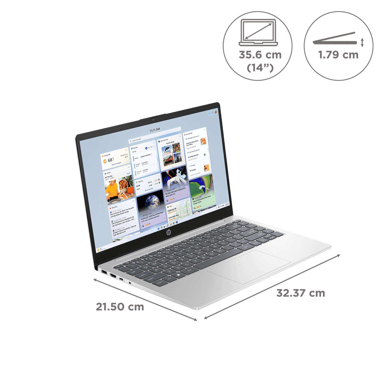 HP Core 14-gr0002TU Intel Core i5 13th Gen Thin & Light Laptop (16GB, 512GB SSD, Windows 11 Home, 14 inch, Full HD Display, MS Office Home 2024, Natural Silver, 1.40 KG)_4