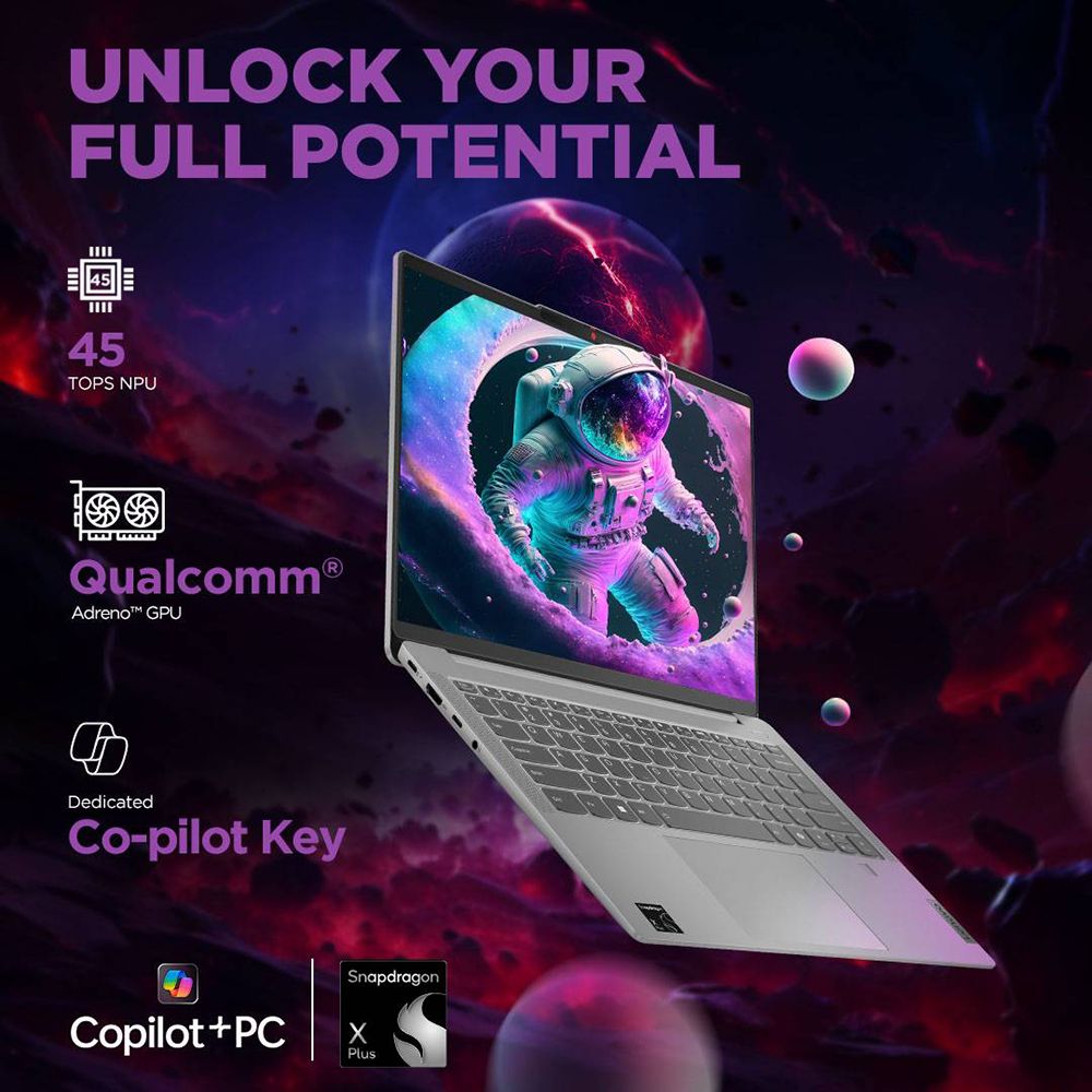 Lenovo IdeaPad Slim 5 14Q8X9 Qualcomm Snapdragon X Plus Thin & Light Laptop (16GB, 1TB SSD, Windows 11 Home, 14 inch WUXGA IPS Display, MS Office Home 2024, Cloud Grey, 1.48 KG)_9