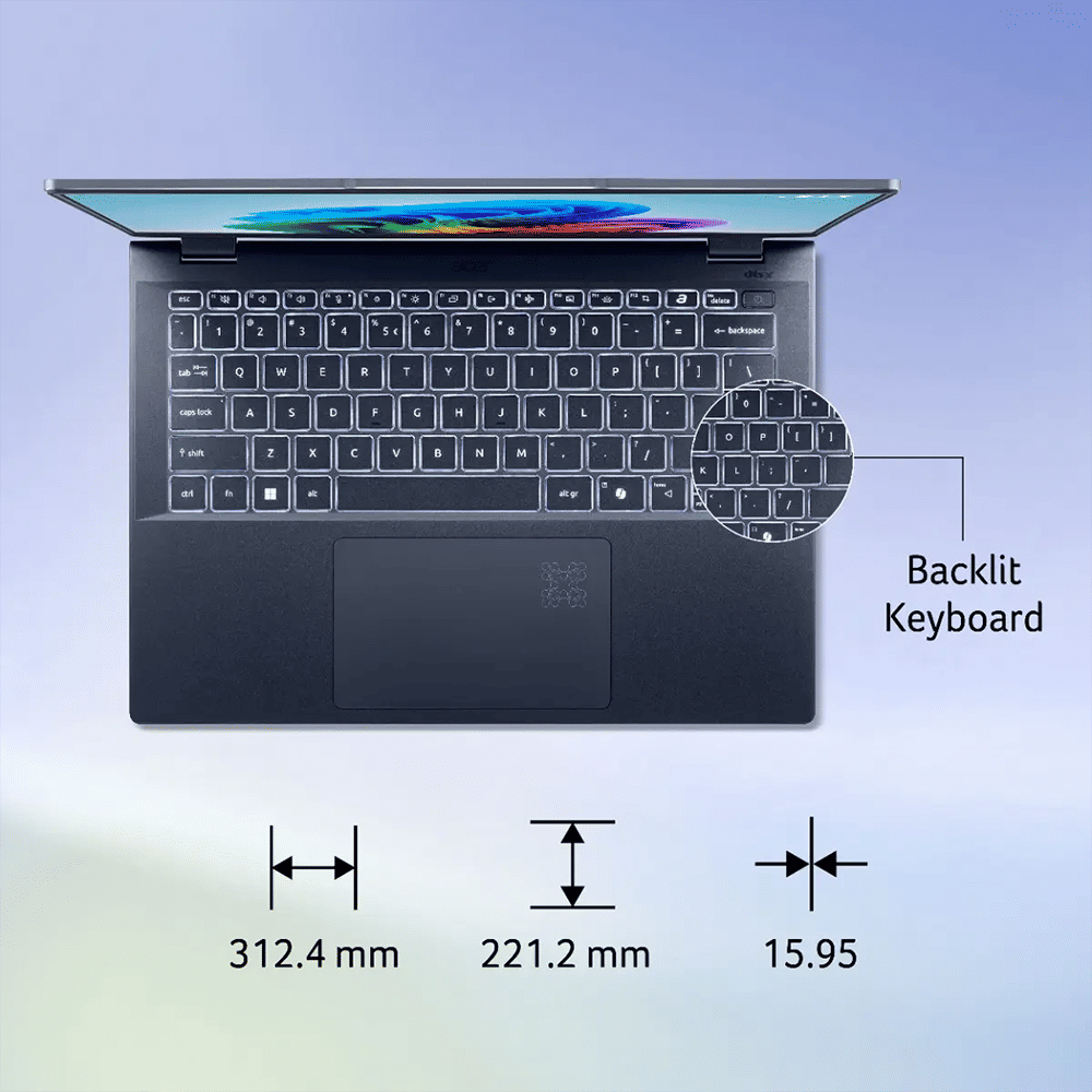 acer Swift 14 AI SF14-51 Intel Core Ultra 5 Thin & Light Laptop (16GB, 512GB SSD, Windows 11 Home, 14 inch OLED WUXGA Display, MS Office, Steam Blue, 1.25 KG) acer Swift 14 AI SF14-51 Intel Core Ultra 5 Thin & Light Laptop (16GB, 512GB SSD, Windows 11 Home, 14 inch OLED WUXGA Display, MS Office, Steam Blue, 1.25 KG)_11