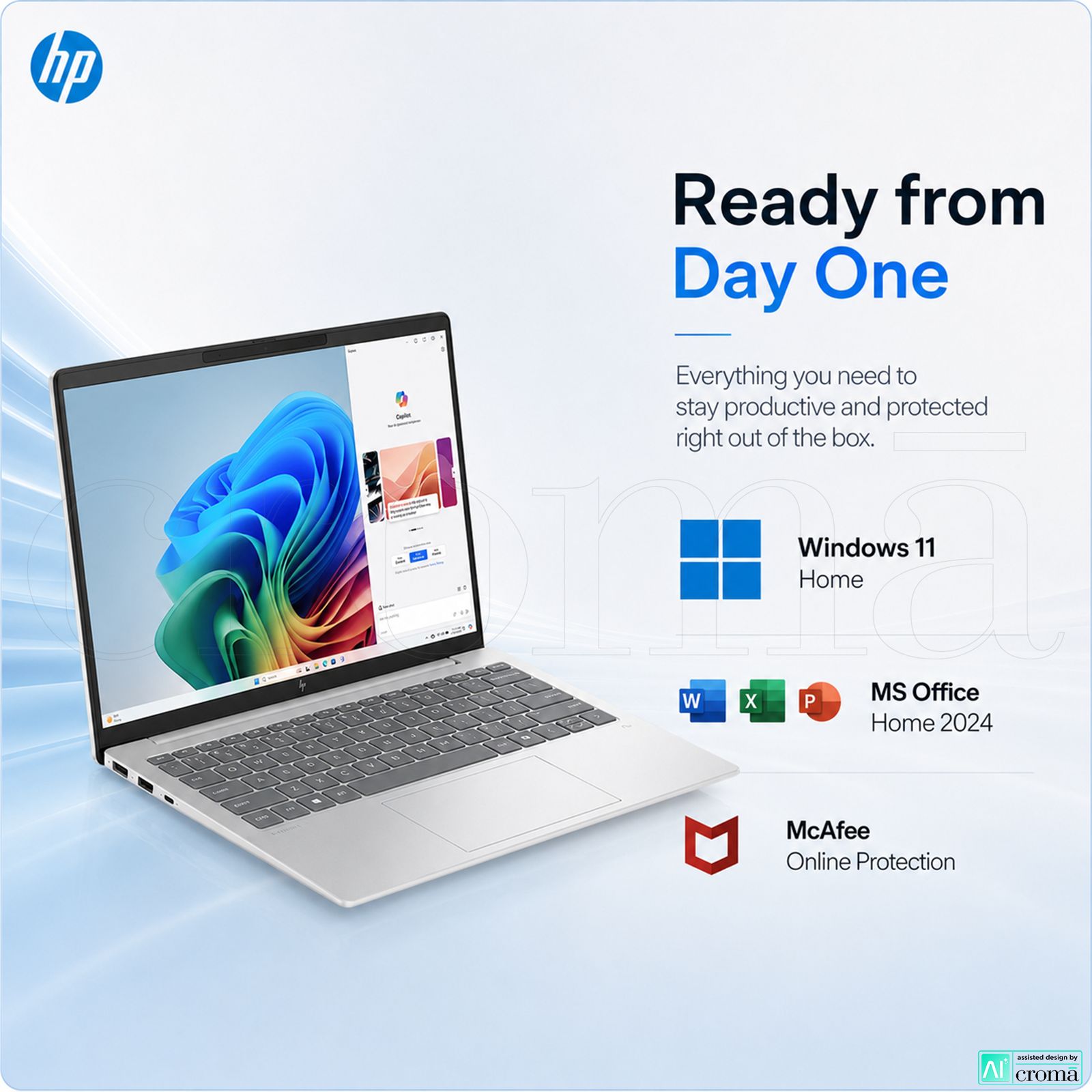 HP OmniBook 7 13-bg1678AU AMD Ryzen 5 Thin & Light Laptop (16GB, 512GB SSD, Windows 11 Home, 13.3 inch WQXGA IPS Display, MS Office Home 2024, Glacier Silver, 1 KG)_6