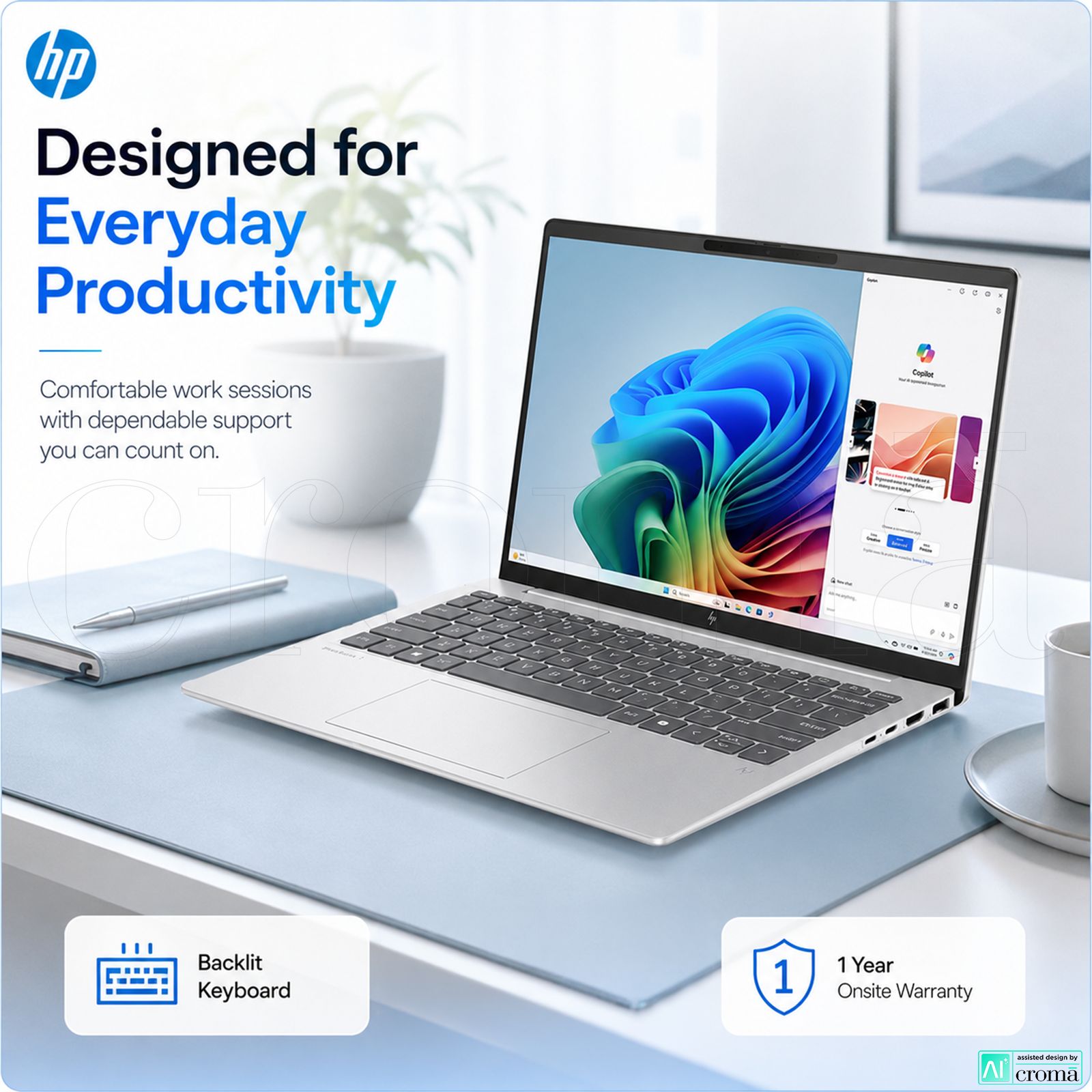 HP OmniBook 7 13-bg1678AU AMD Ryzen 5 Thin & Light Laptop (16GB, 512GB SSD, Windows 11 Home, 13.3 inch WQXGA IPS Display, MS Office Home 2024, Glacier Silver, 1 KG)_7