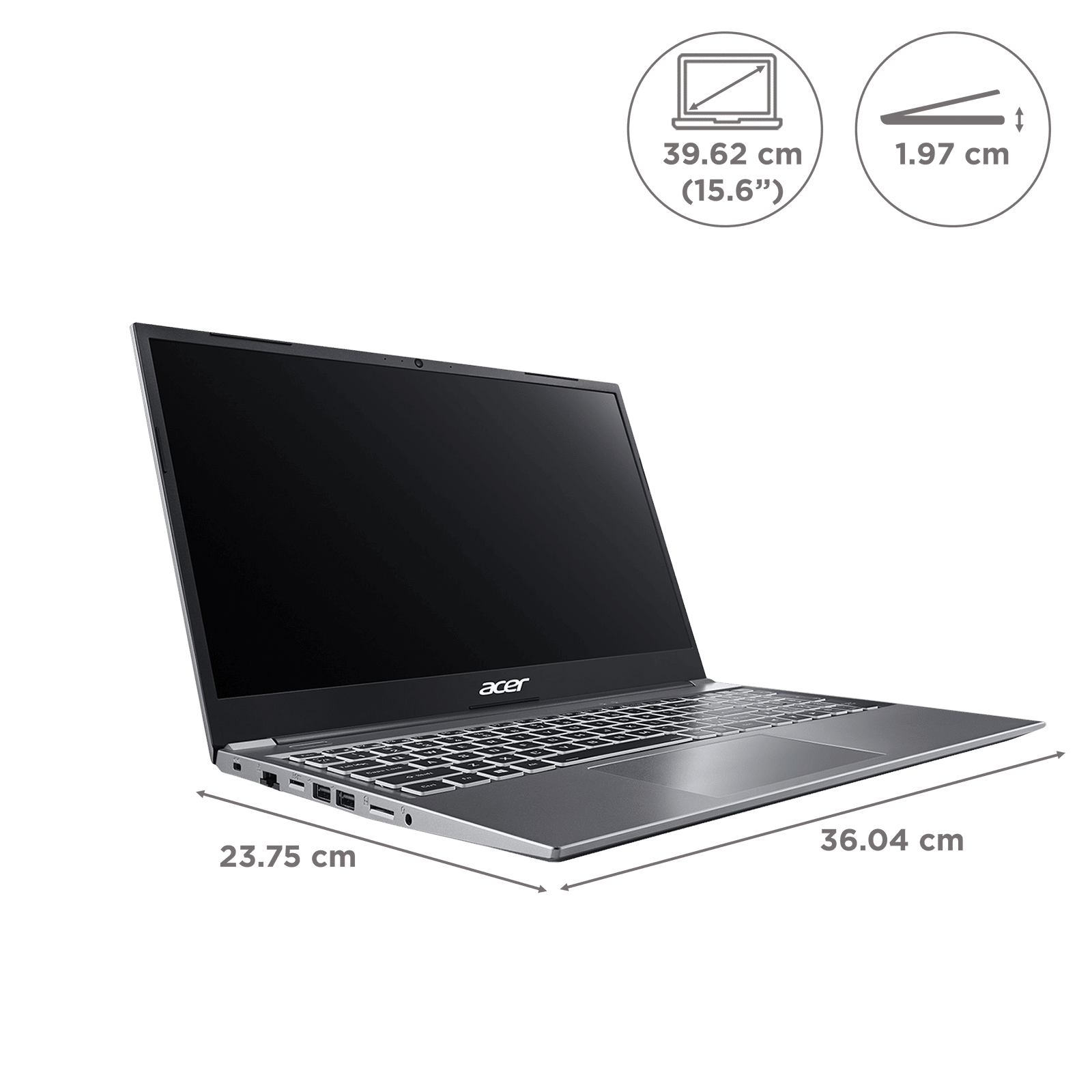 acer Aspire Lite AL15-52 Intel Core i3 12th Gen Thin & Light Laptop (8GB RAM, 512GB SSD, Windows 11 Home, 15.6 inch Full HD Display, MS Office, Steel Gray, 1.59 KG)_2