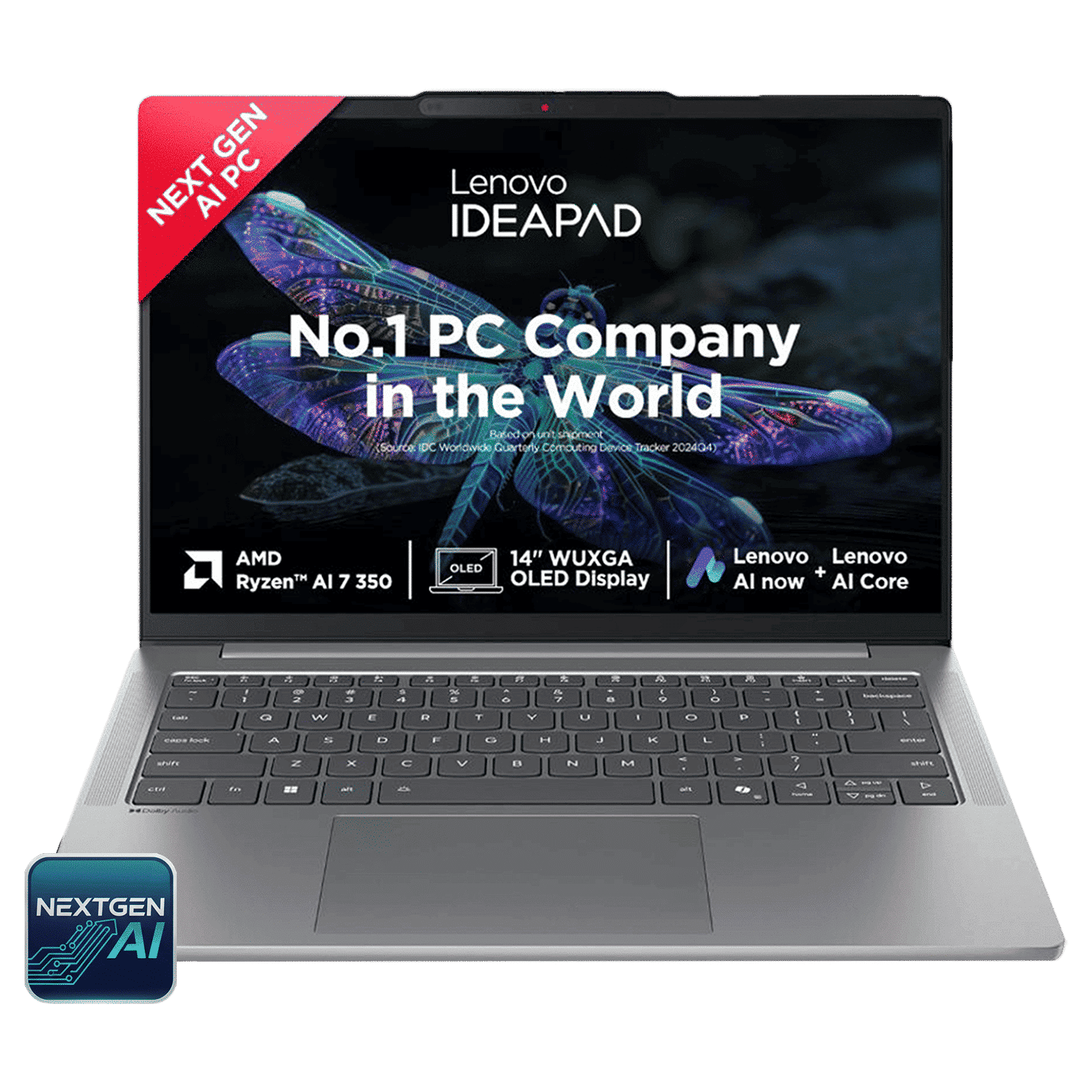 Lenovo IdeaPad Slim 5 14AKP10 AMD Ryzen AI 7 Thin & Light Laptop (24GB, 1TB SSD, Windows 11 Home, 14 inch WUXGA OLED Display, MS Office Home 2024, Luna Grey, 1.39 KG)_1