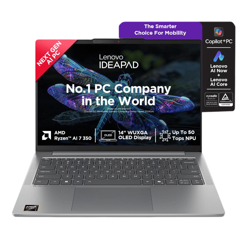 Lenovo IdeaPad Slim 5 14AKP10 AMD Ryzen AI 7 Thin & Light Laptop (24GB, 1TB SSD, Windows 11 Home, 14 inch WUXGA OLED Display, MS Office Home 2024, Luna Grey, 1.39 KG)_9