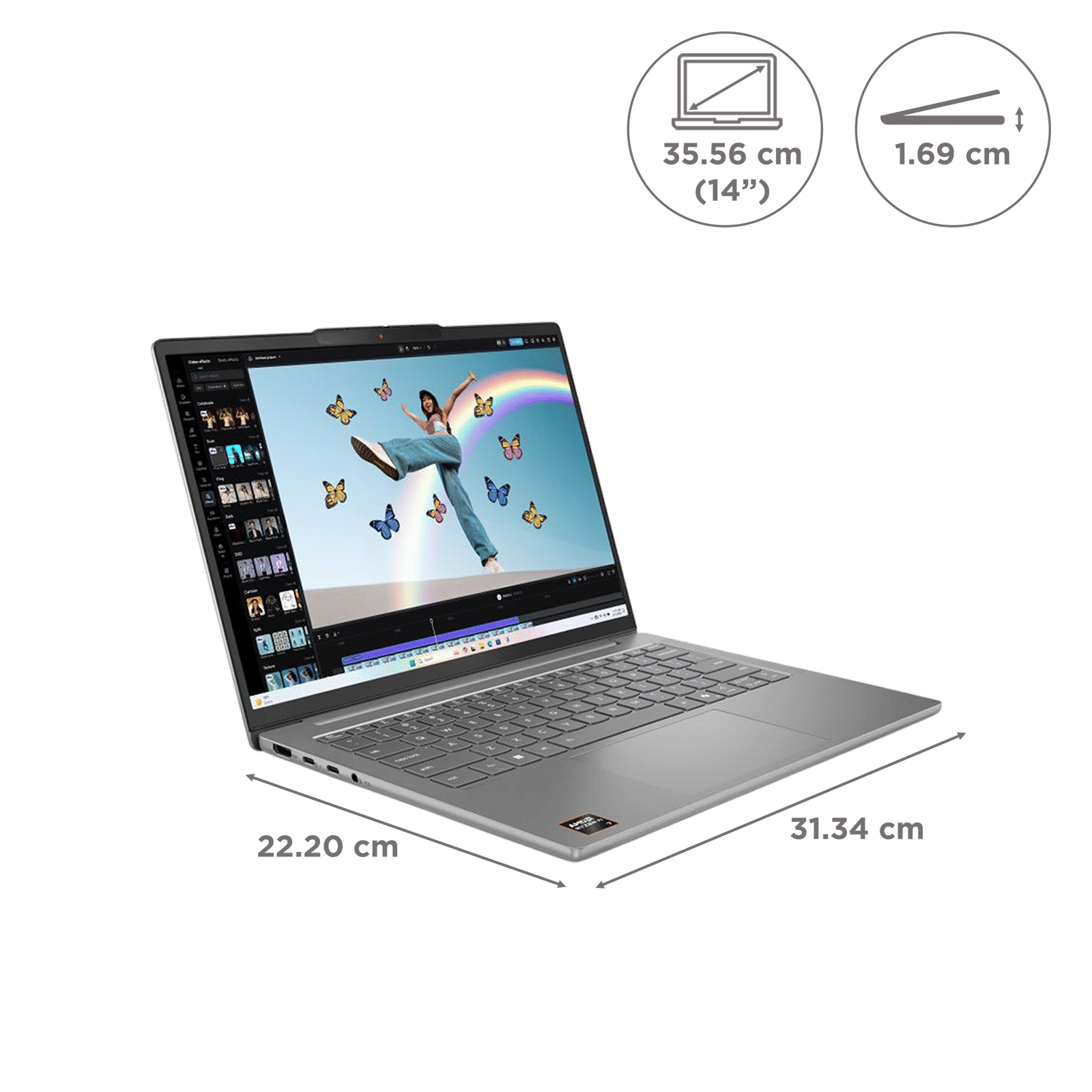 Lenovo IdeaPad Slim 5 14AKP10 AMD Ryzen AI 7 Thin & Light Laptop (24GB, 1TB SSD, Windows 11 Home, 14 inch WUXGA OLED Display, MS Office Home 2024, Luna Grey, 1.39 KG)_2