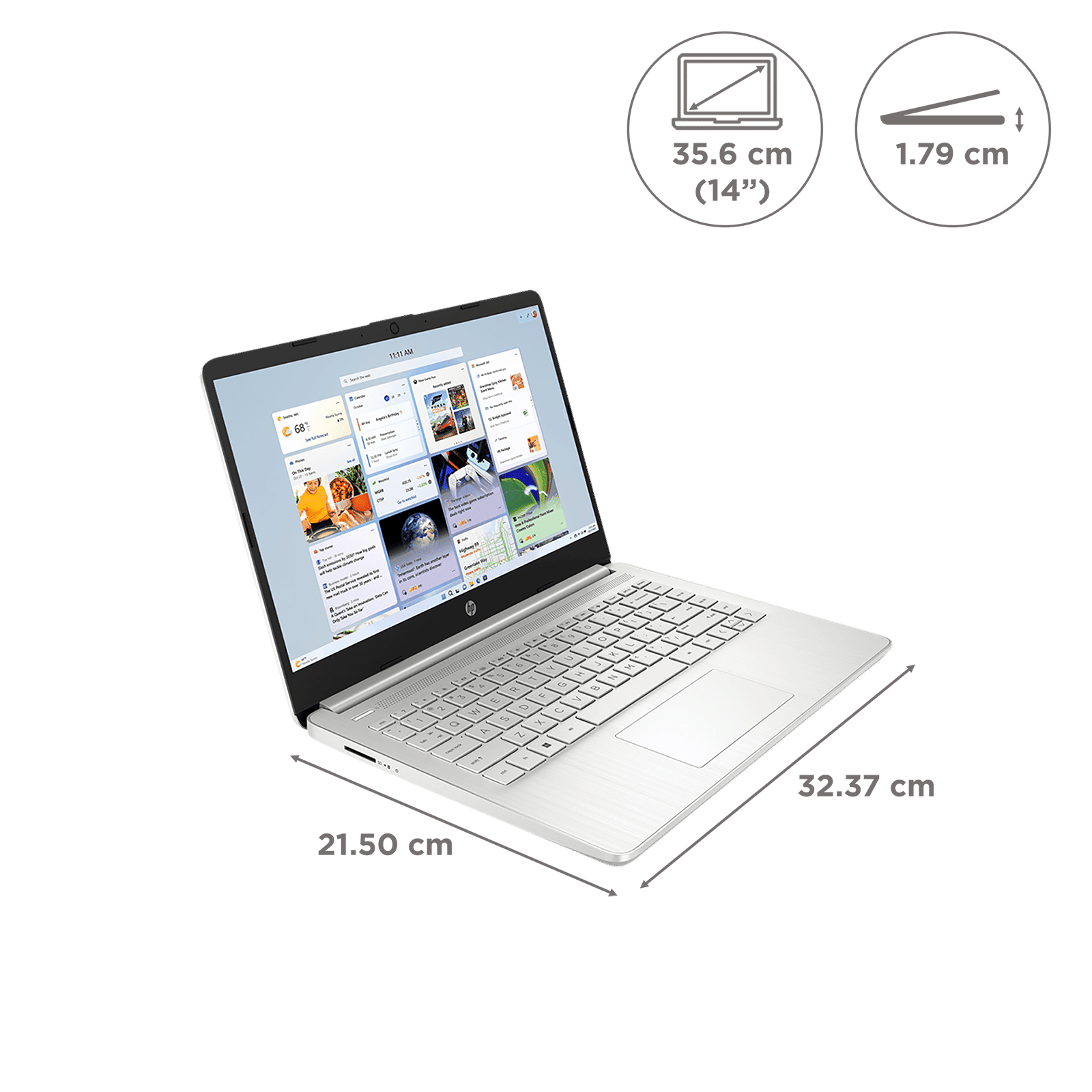 HP 14-ep0294TU Intel Core i3 13th Gen Laptop (8GB, 512GB SSD, Windows 11 Home, 14 inch Full HD Display, MS Office 2024, Natural Silver, 1.4 KG)_2